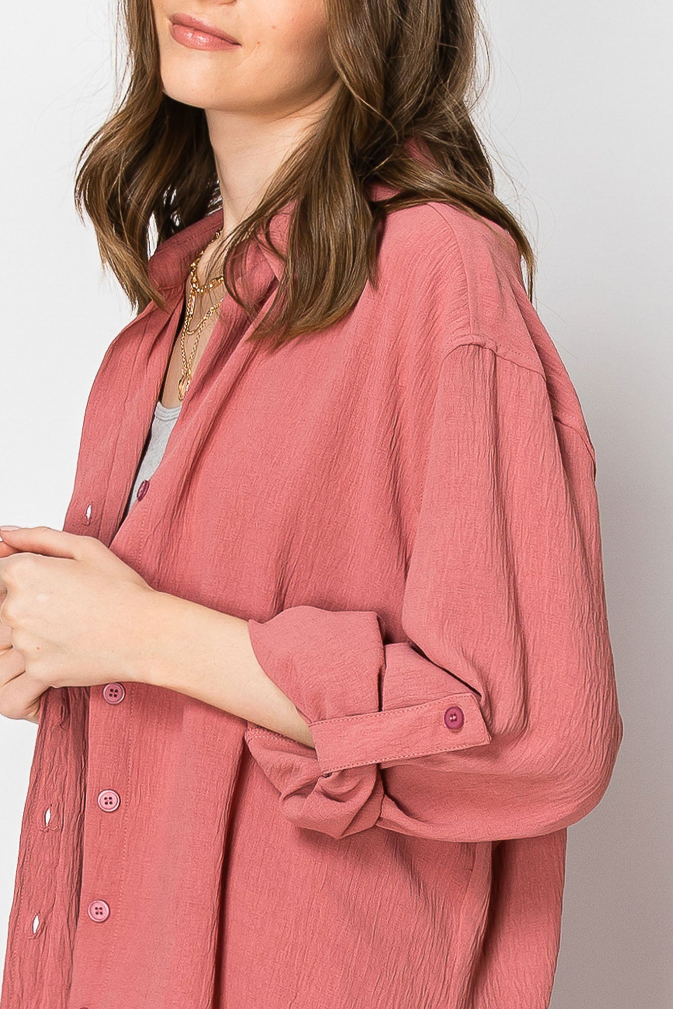 COLLARED BUTTON DOWN WIDE LEG PANT SET