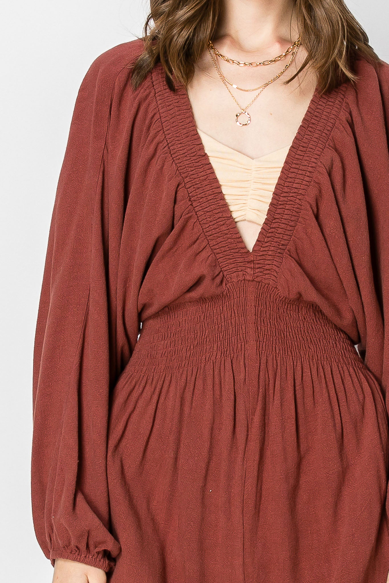 DOLMAIN SLEEVE DEEP V NECK JUMPSUIT