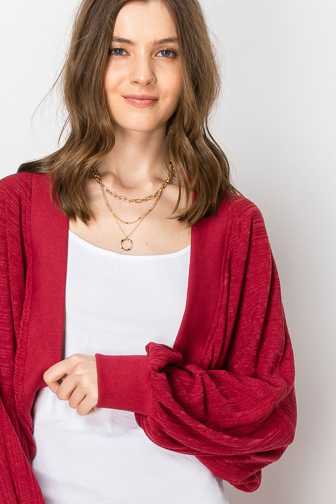 HEAVY RIBBED BOLERO SHRUG LONG SLEEVE CARDIGAN WIDE LEG PANTS SET