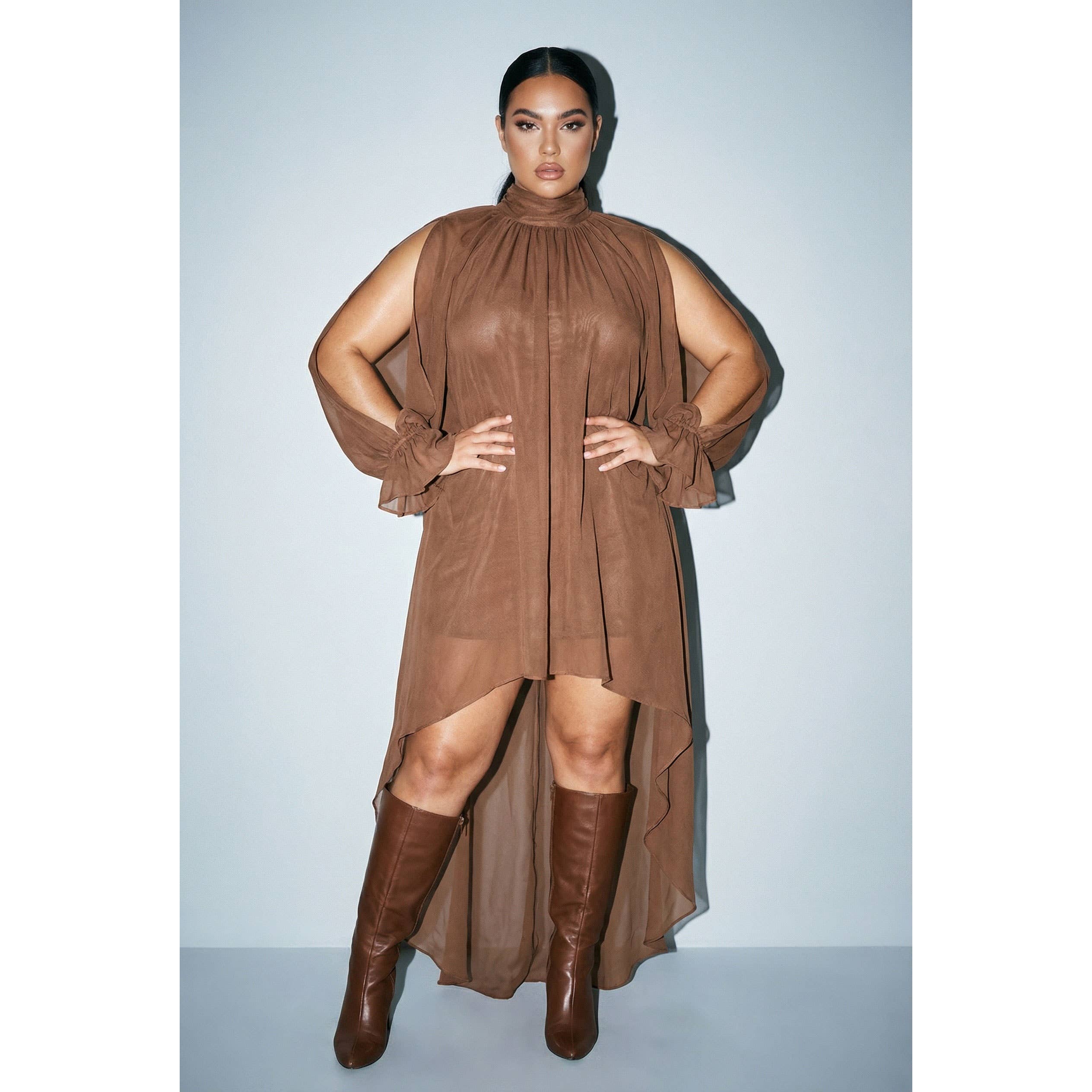 PLUS High-Low Halter Maxi Dress