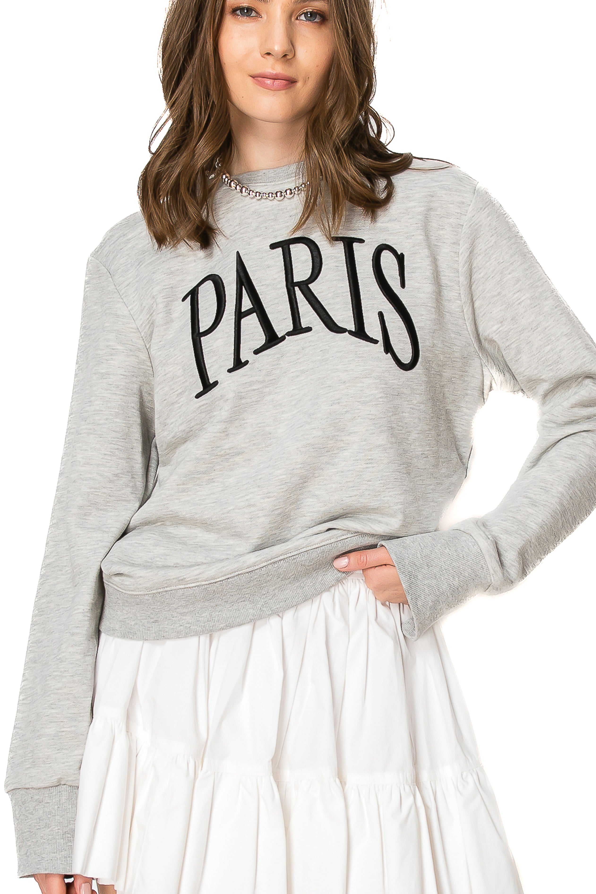 Paris Embroidered French Terry Sweatshirt Pullover