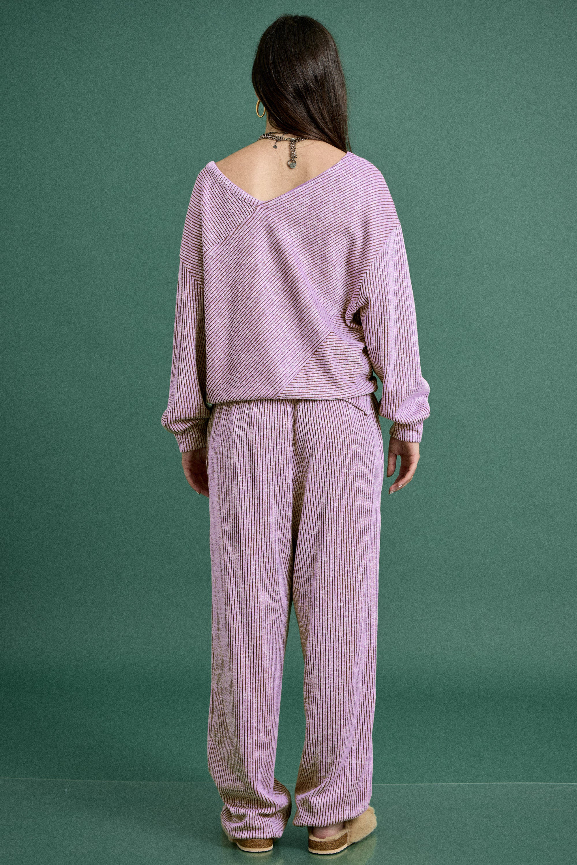 Heavy Textured Ribbed Off Shoulder JOGGER SET