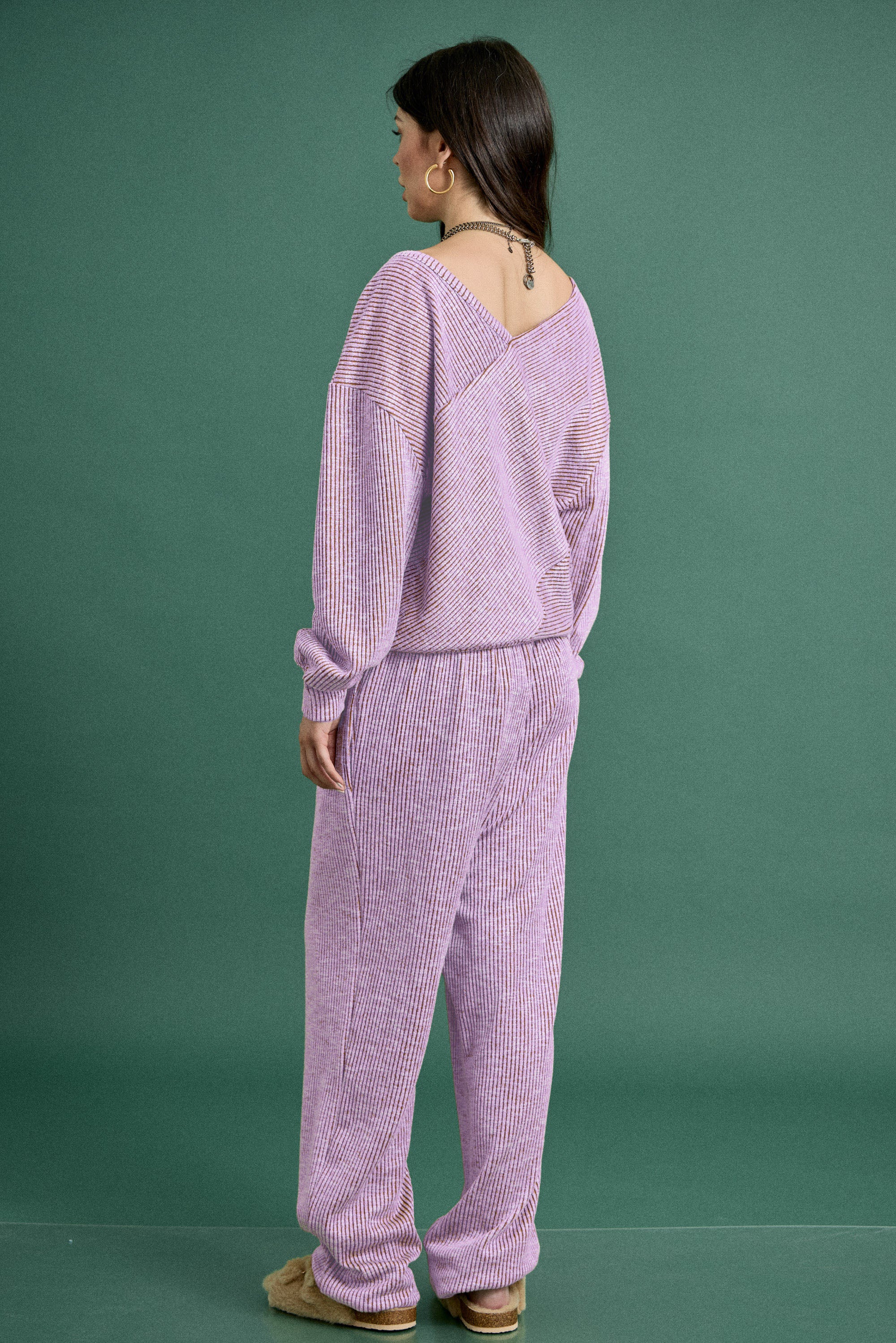 Heavy Textured Ribbed Off Shoulder JOGGER SET
