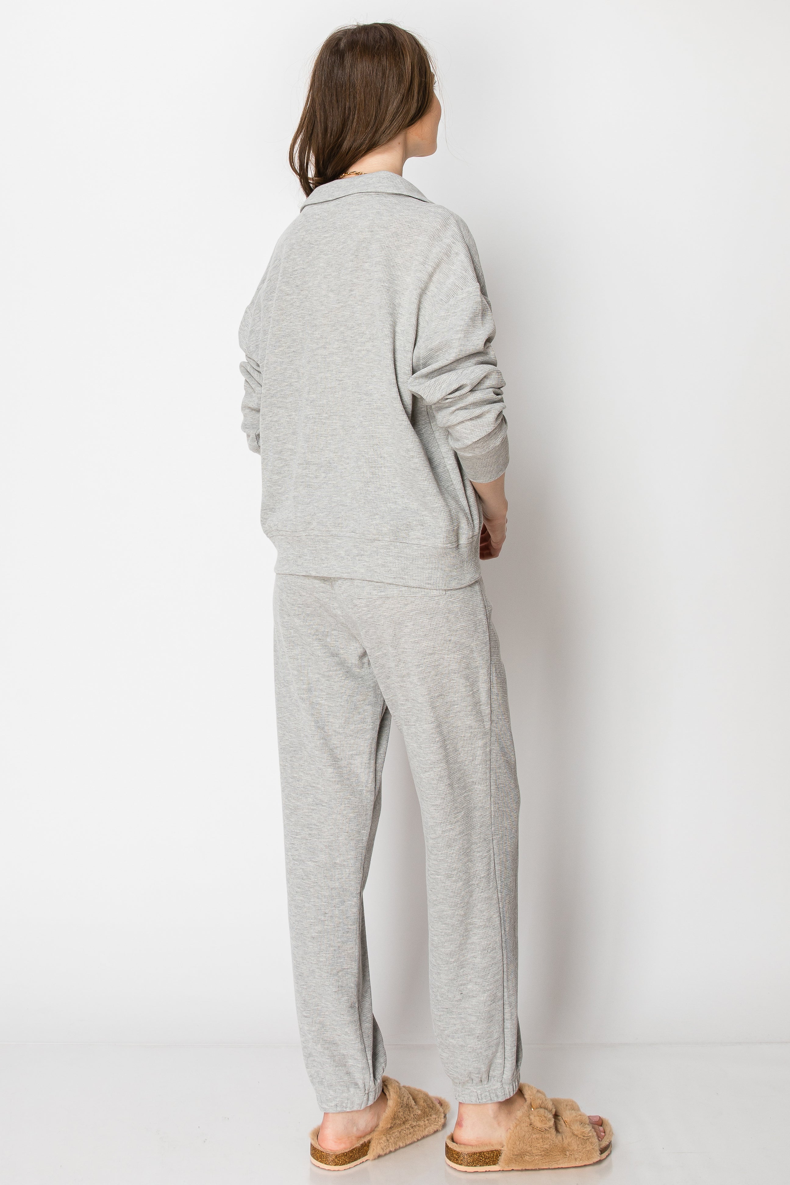 Waffle Knit Button Down Jogger PANT SET