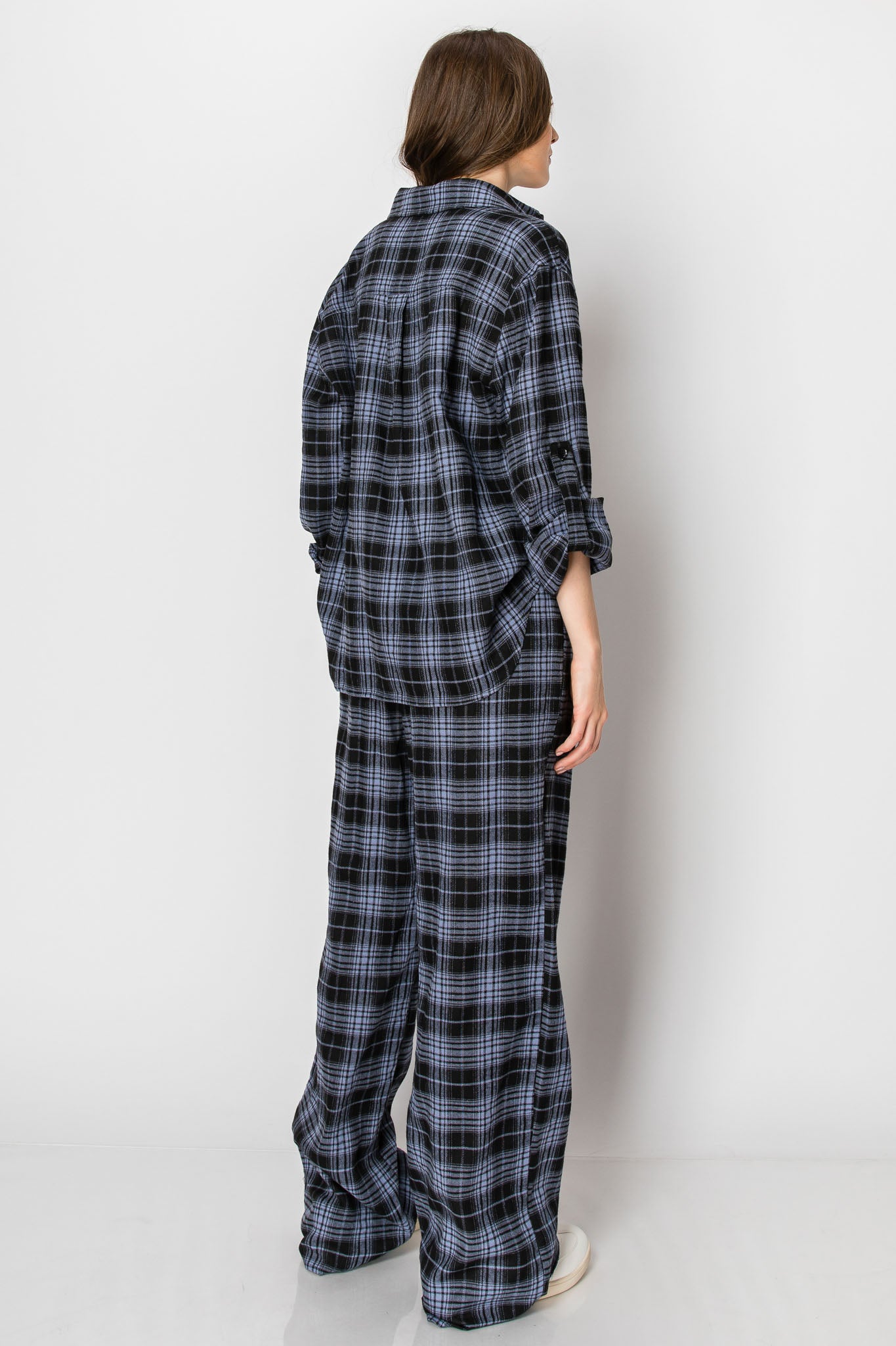 Holiday Flannel Plaid Button Down Wide Leg PANT SET