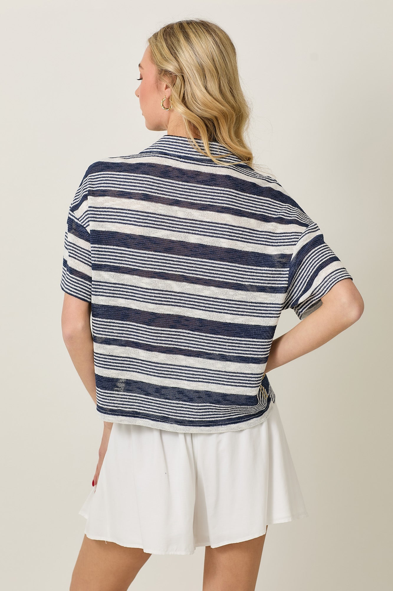 DOUBLE BOW STRIPED TOP