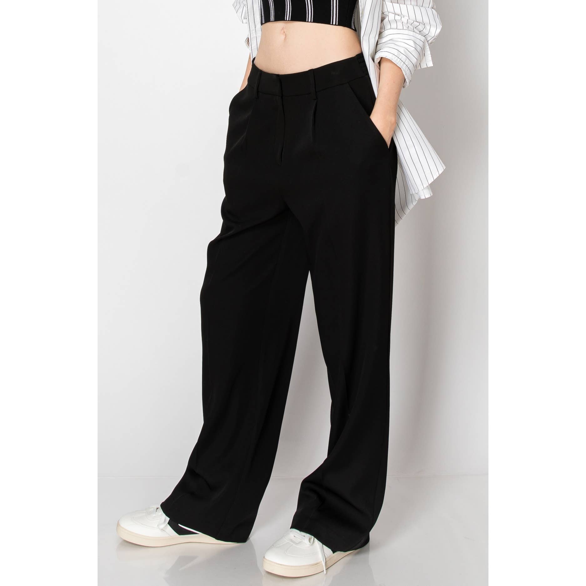 Wide Leg Trousers Smocked Back PANTS