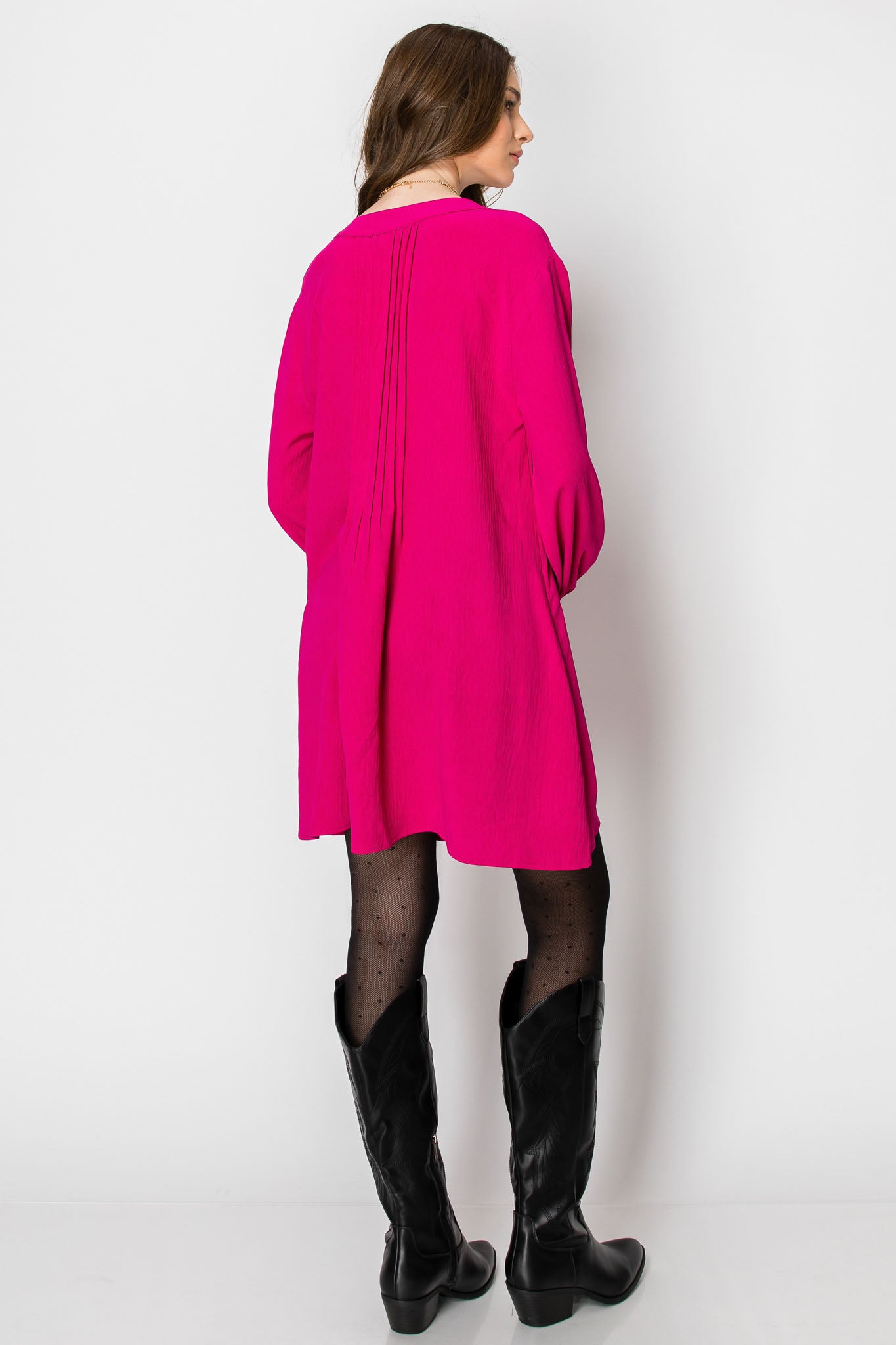 LONG SLEEVE Flowy V-neck DRESS with Pockets