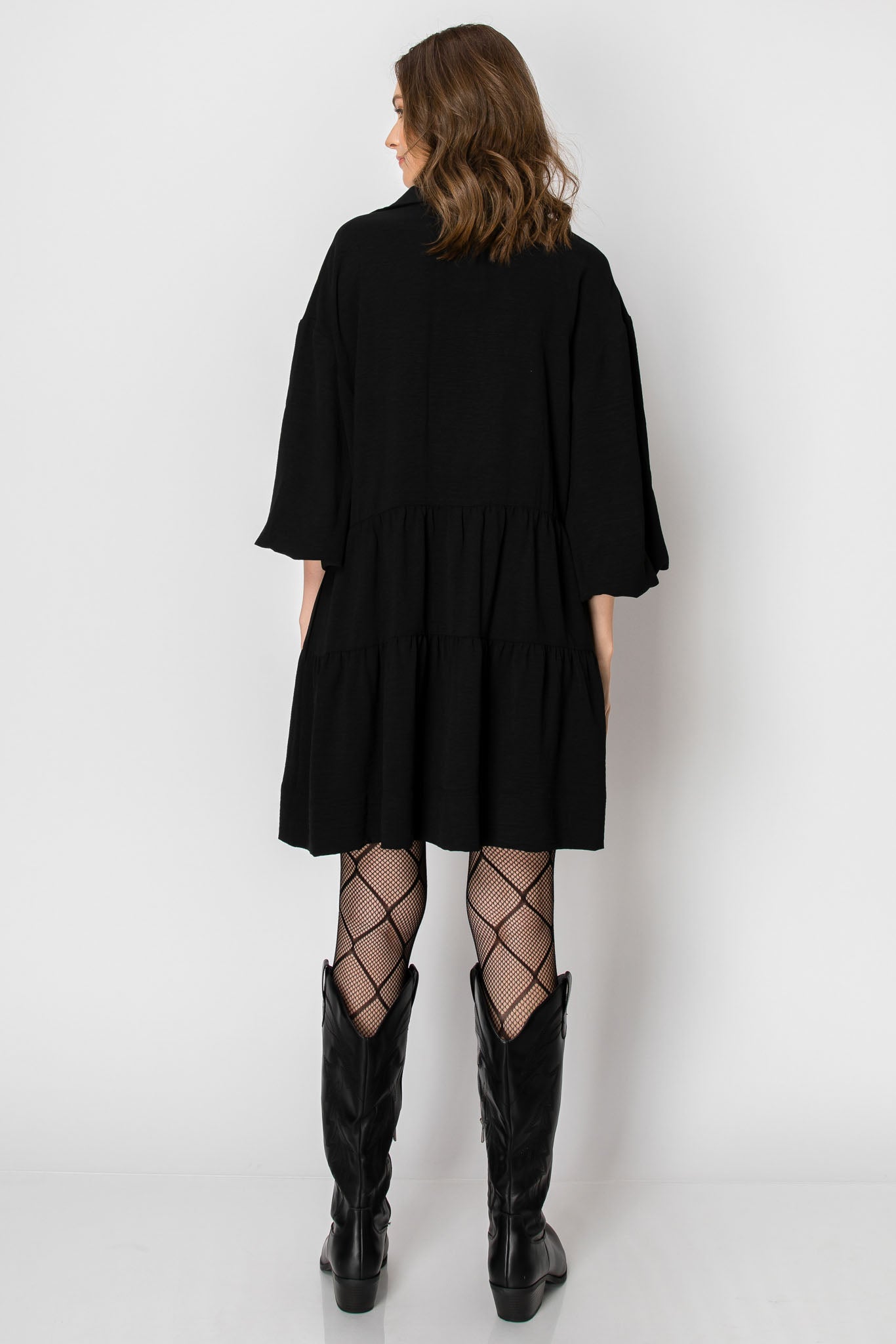 2-Tiered Long Sleeve Baby Doll DRESS