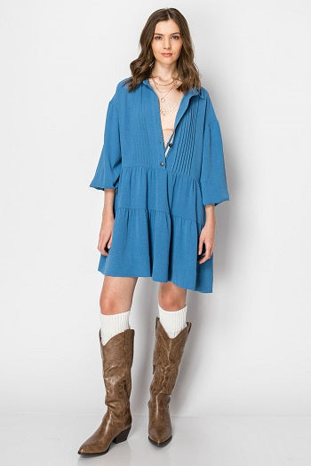 2-Tiered Long Sleeve Baby Doll DRESS