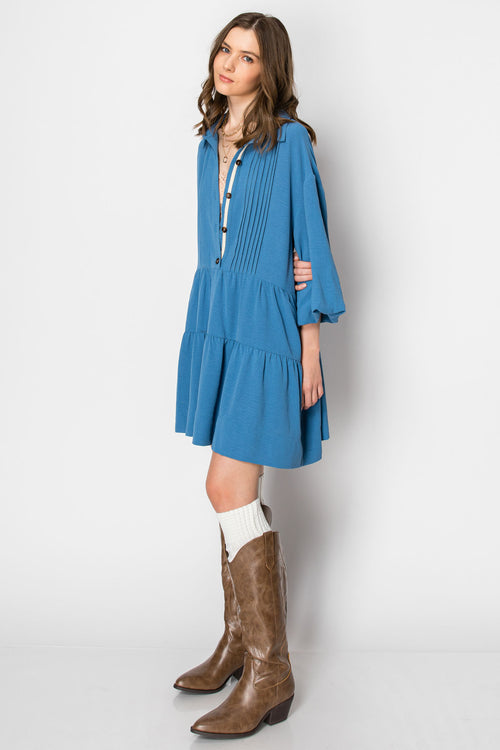 2-Tiered Long Sleeve Baby Doll DRESS