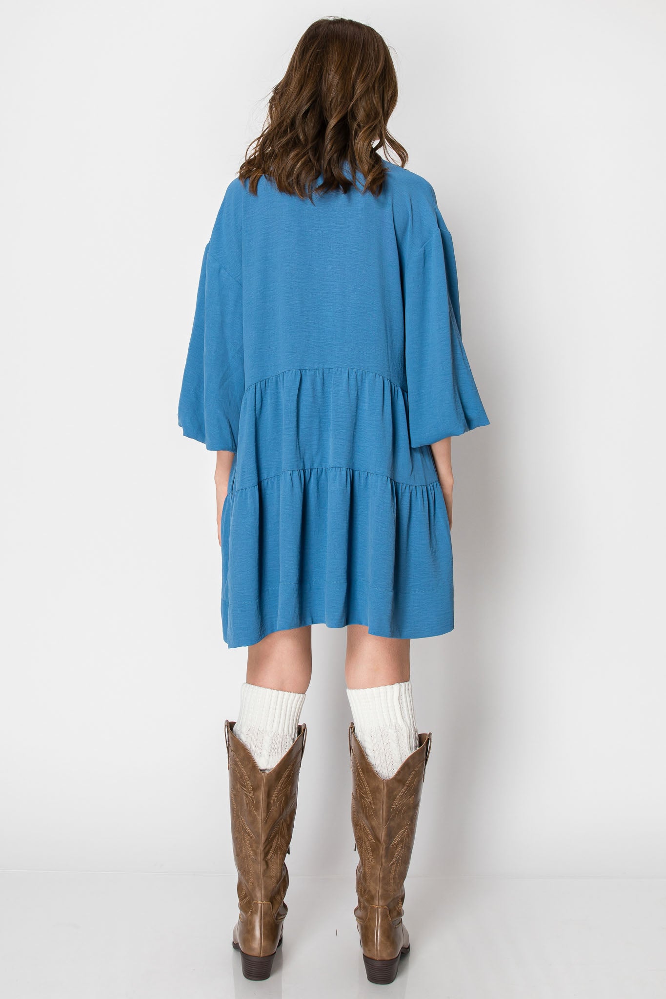 2-Tiered Long Sleeve Baby Doll DRESS