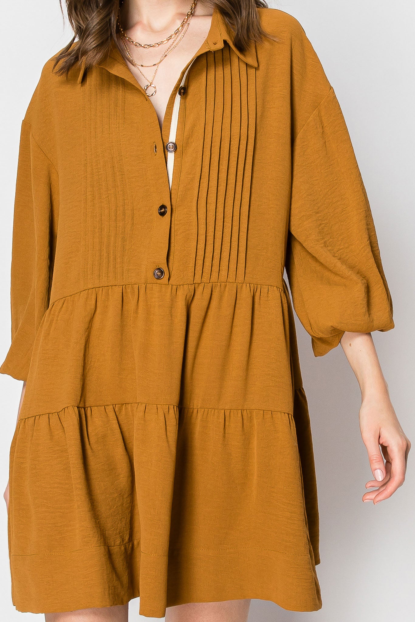2-Tiered Long Sleeve Baby Doll DRESS