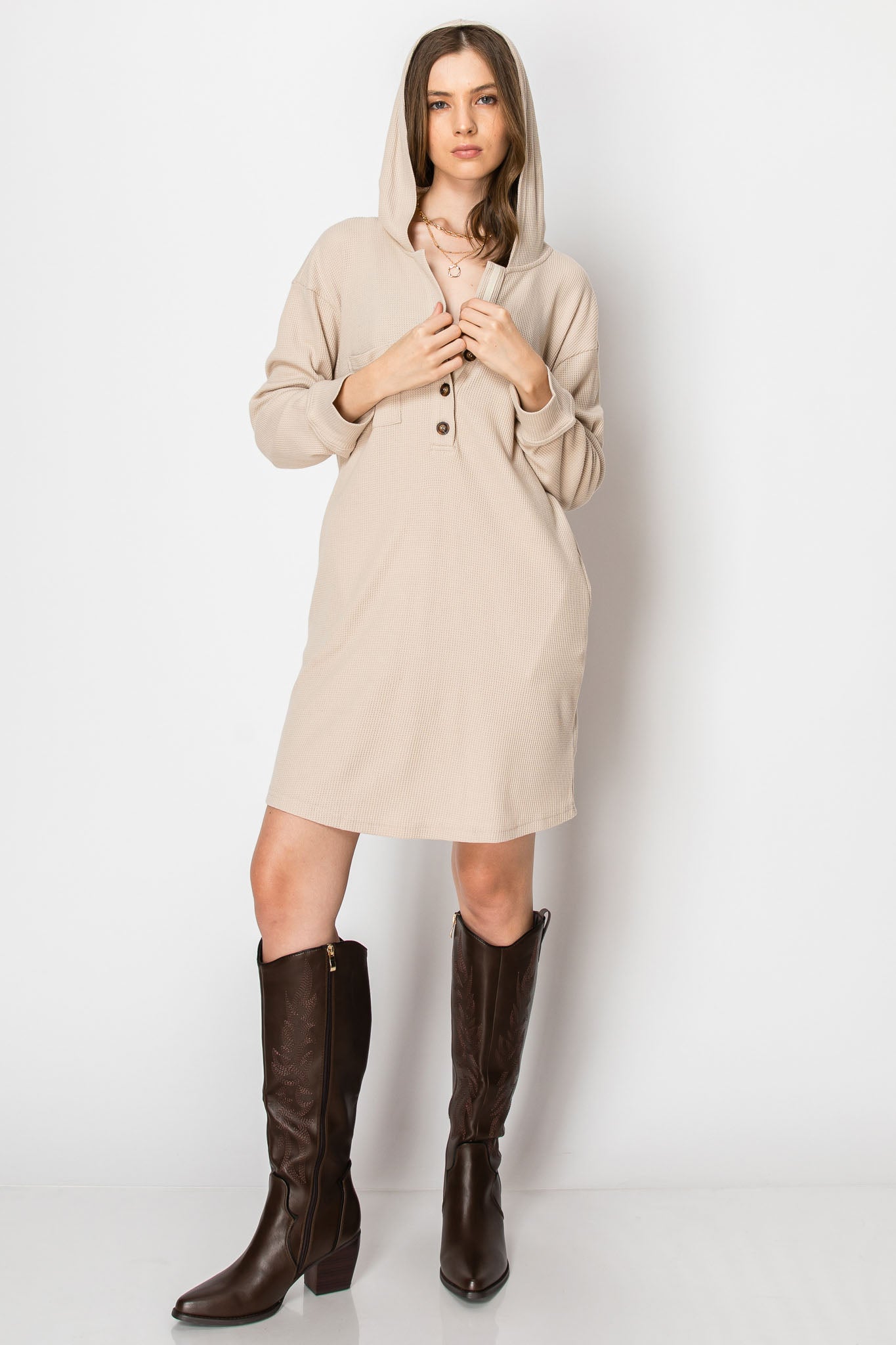 2-Tiered Long Sleeve Baby Doll DRESS