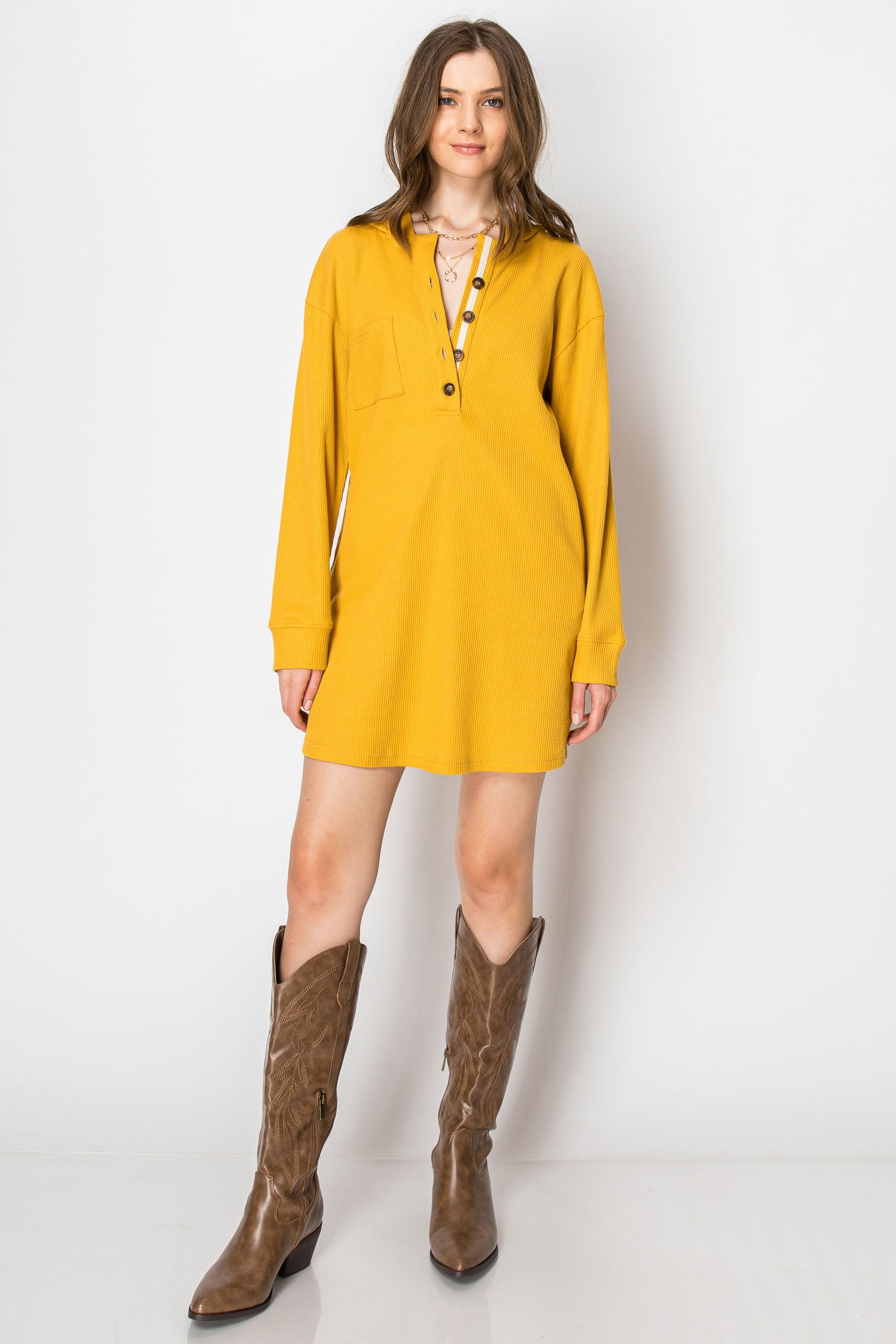 2-Tiered Long Sleeve Baby Doll DRESS