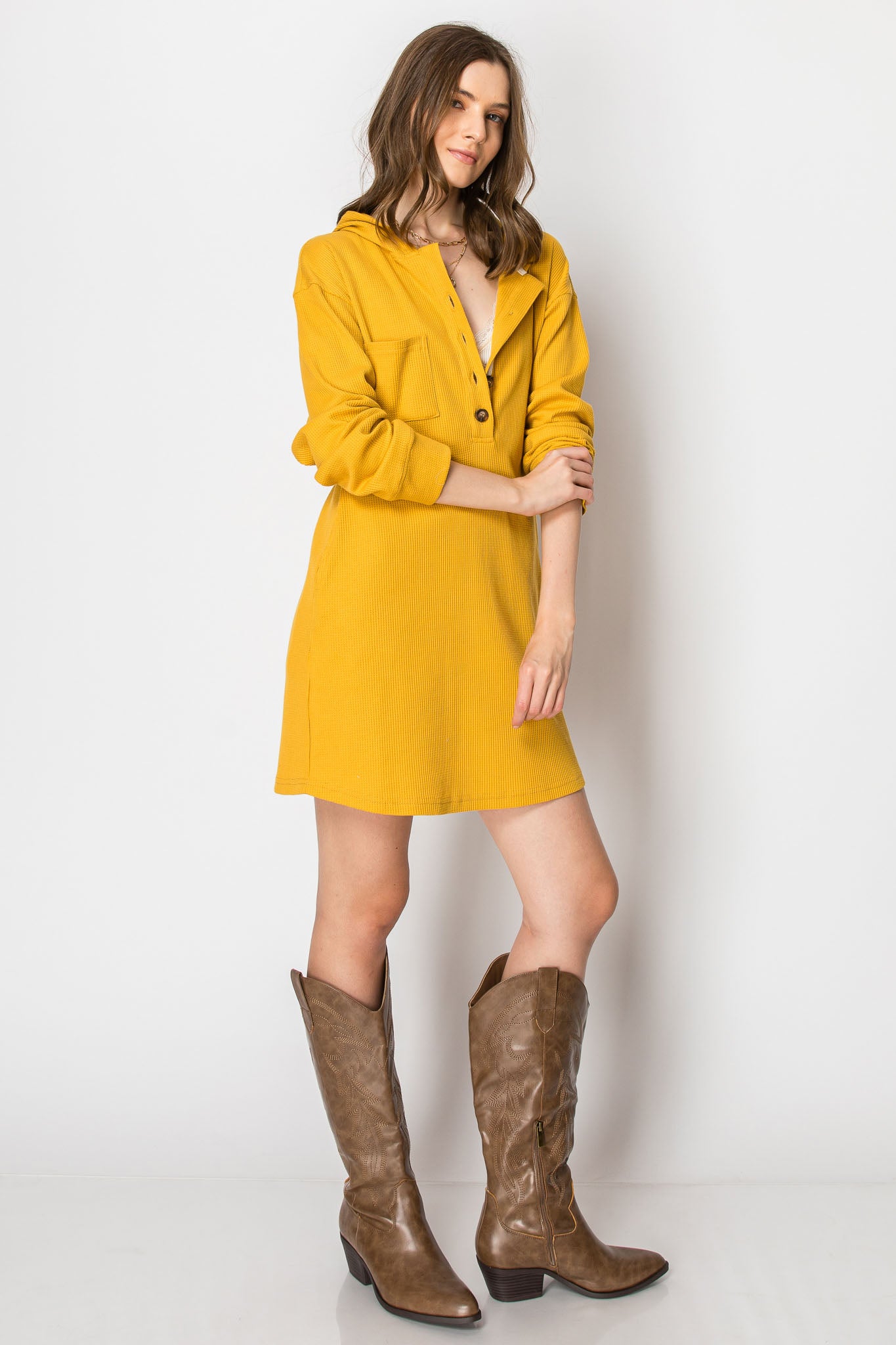 2-Tiered Long Sleeve Baby Doll DRESS