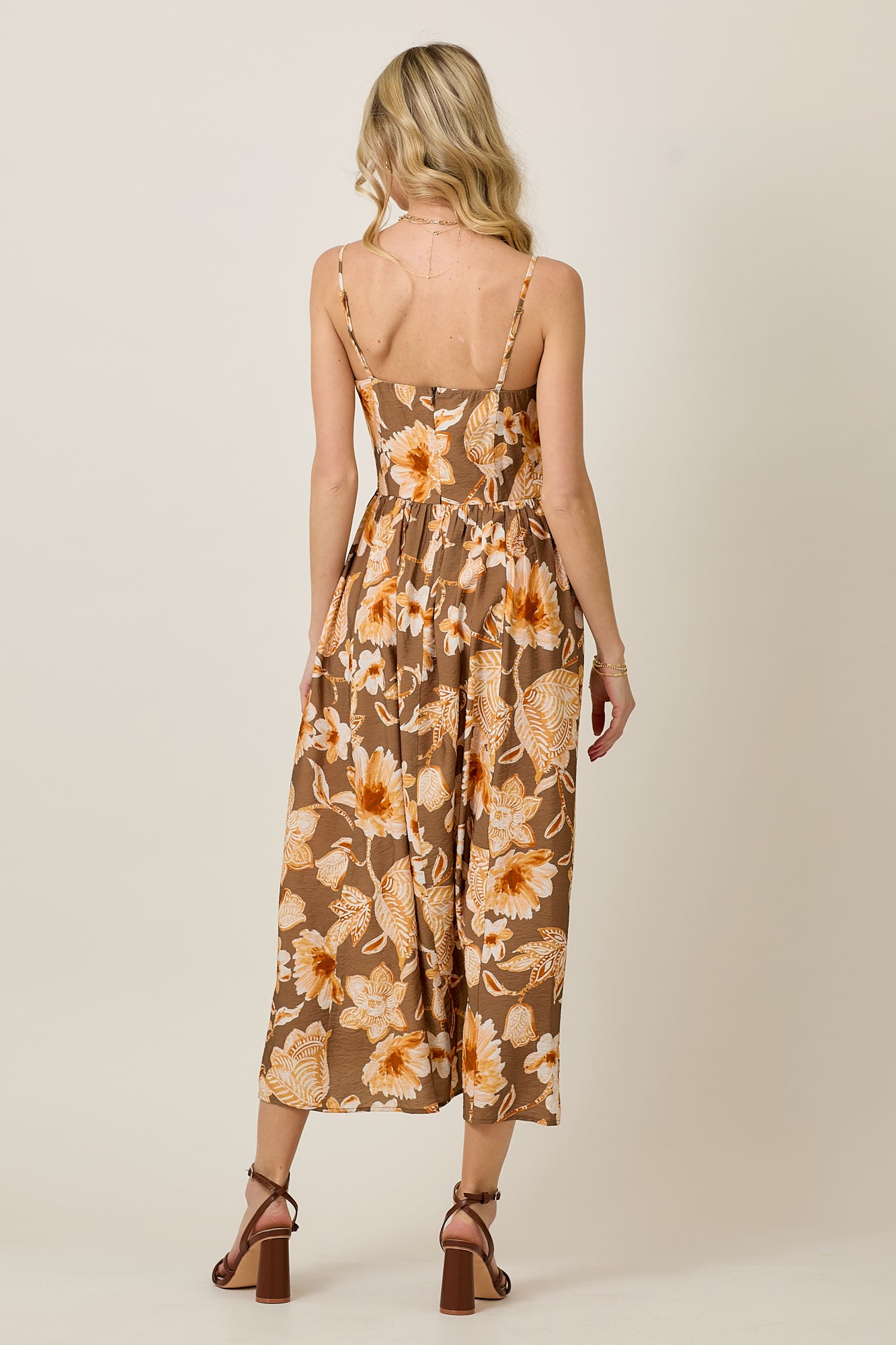 Beaded Tie Up Floral Print Summer Midi Dress