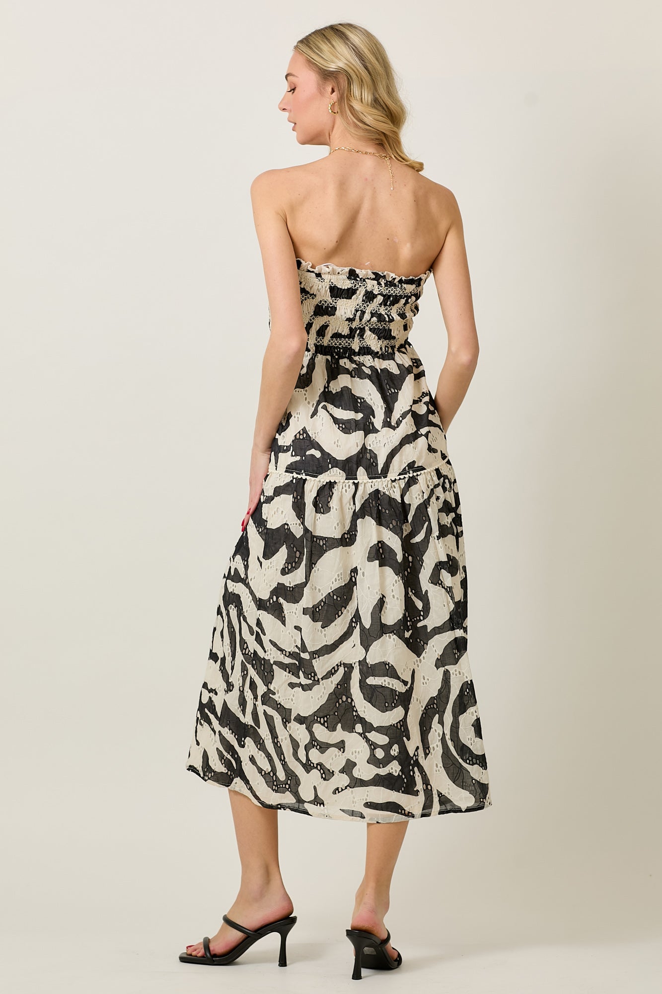 Boho-Chic Strapless Midi Dress