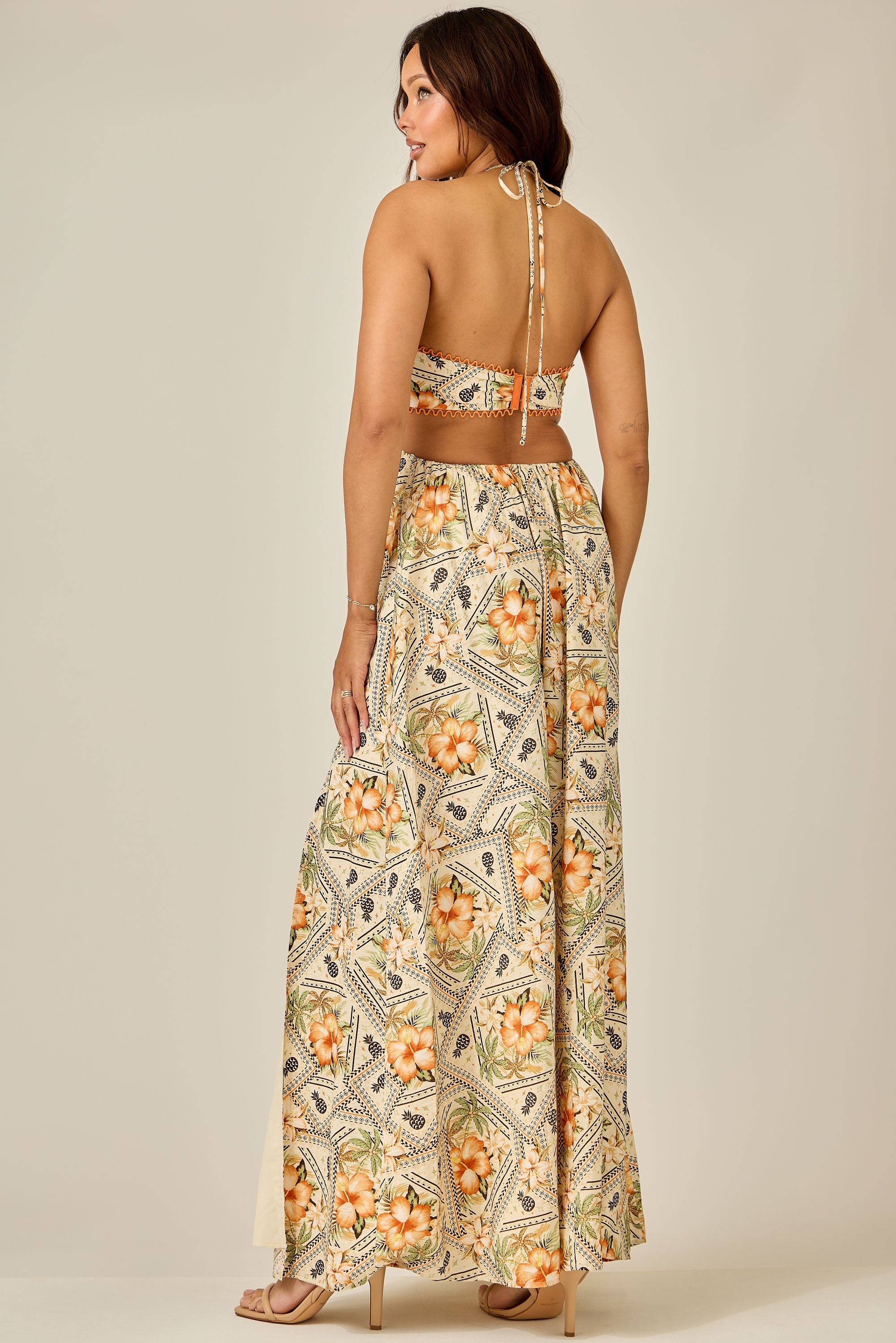 Tropical Cutout Maxi Dress
