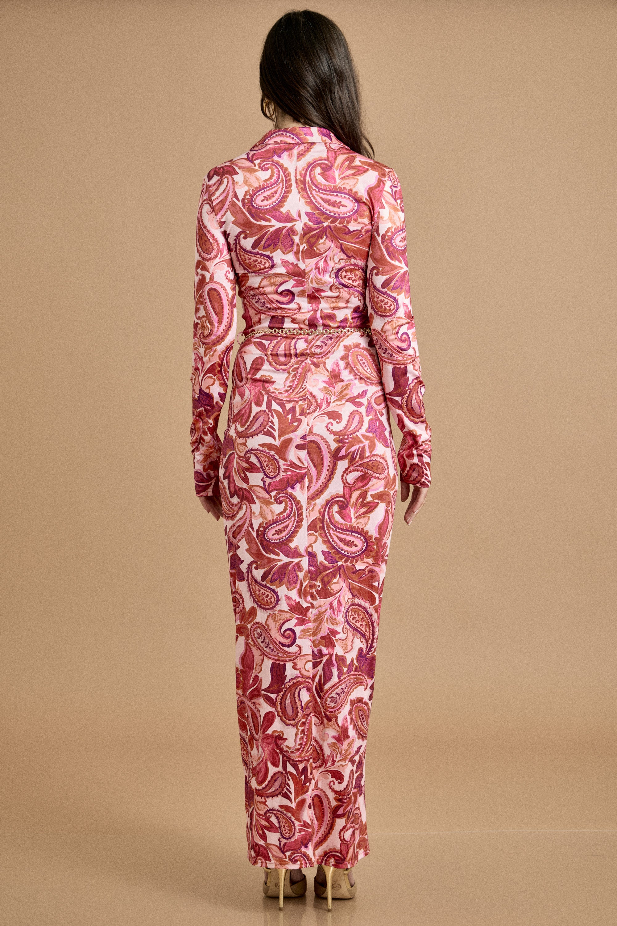 Fall Paisley Button-Down Maxi Dress