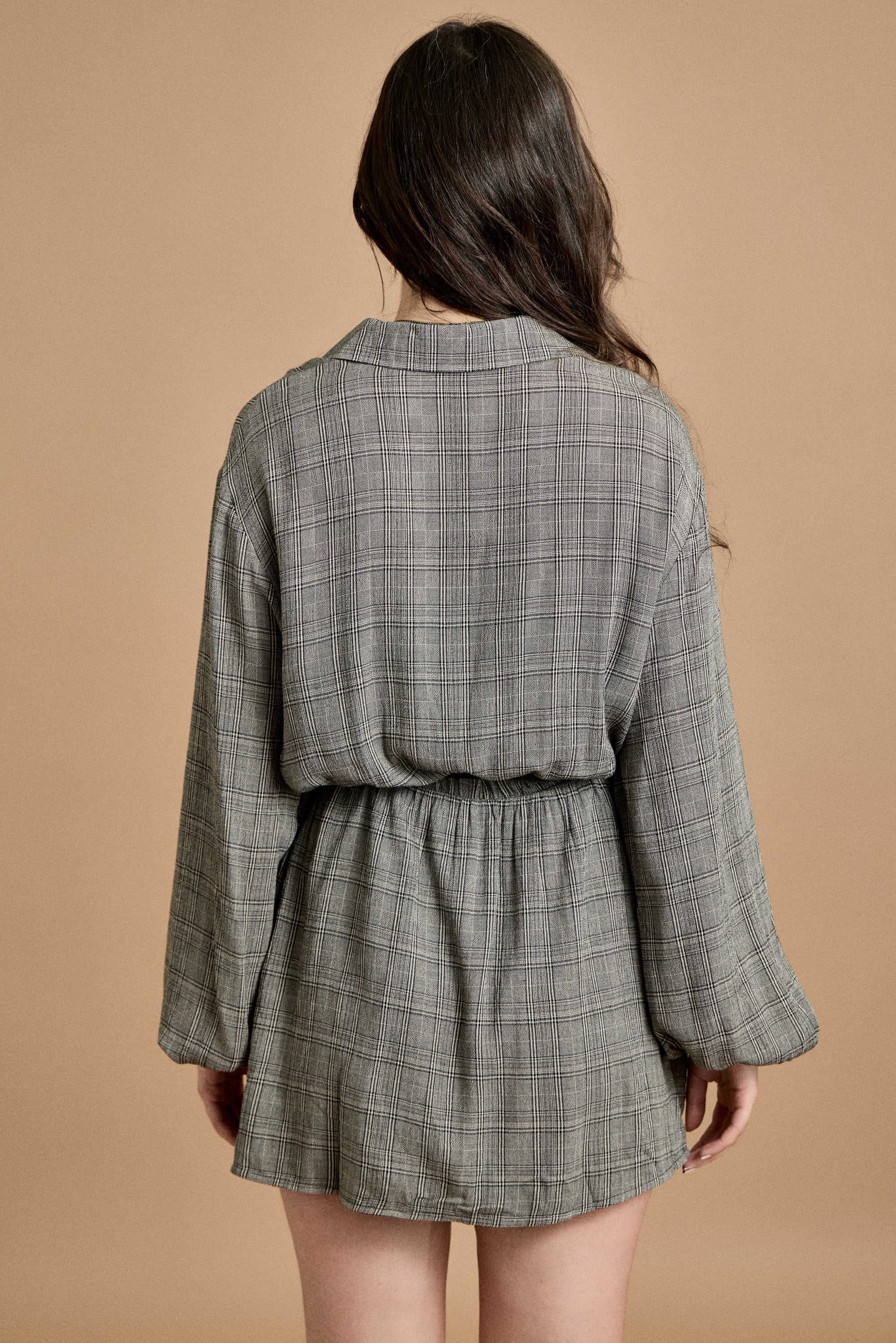 Fall Plaid Twist-Front Mini Dress