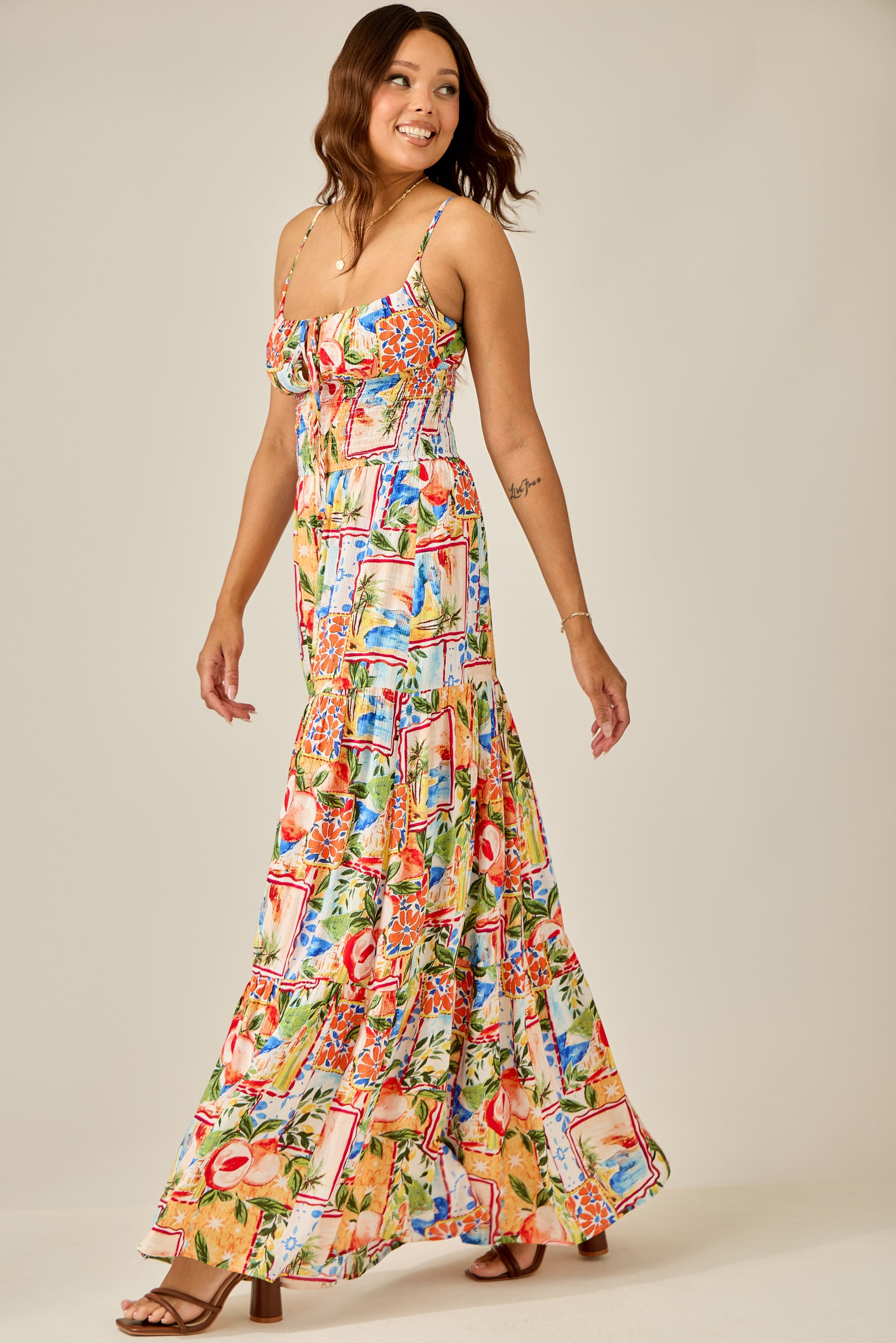 Color Splash Smocked Maxi Dress