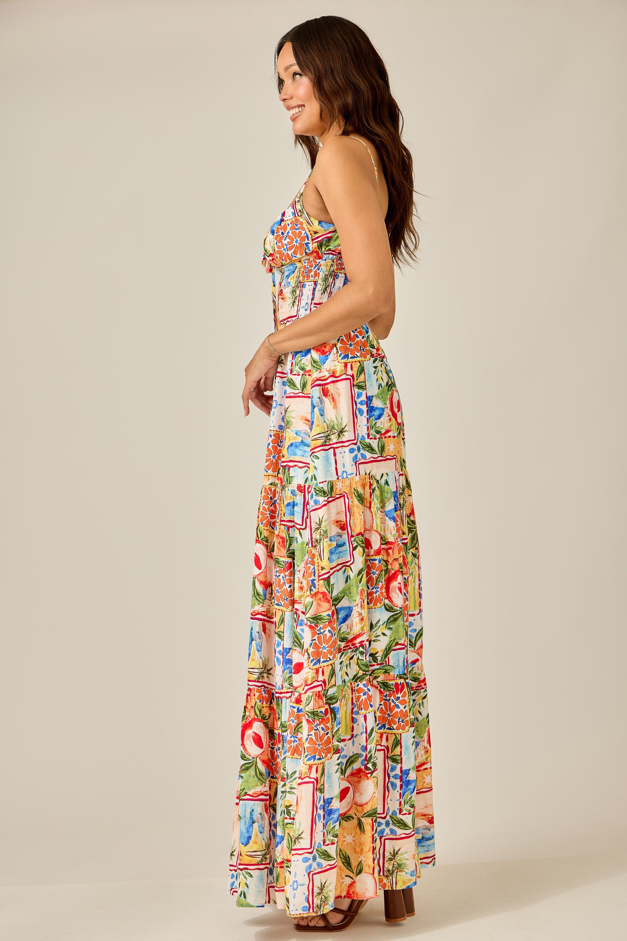 Color Splash Smocked Maxi Dress