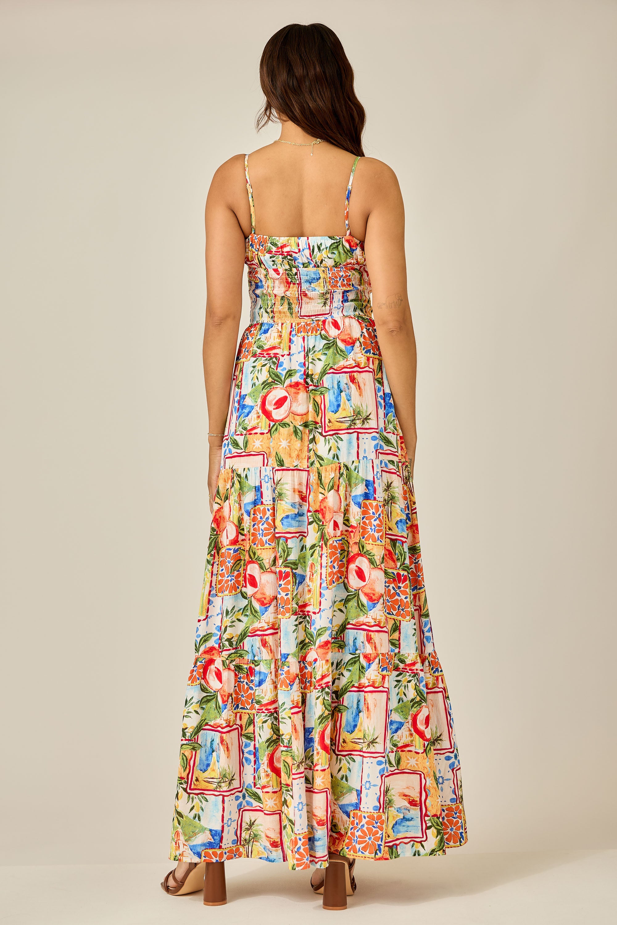 Color Splash Smocked Maxi Dress
