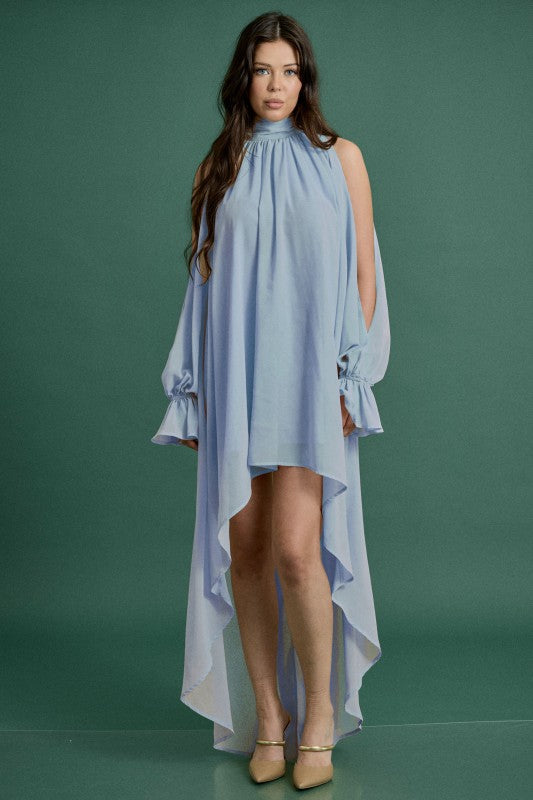 Fall High Low Halter Maxi Dress