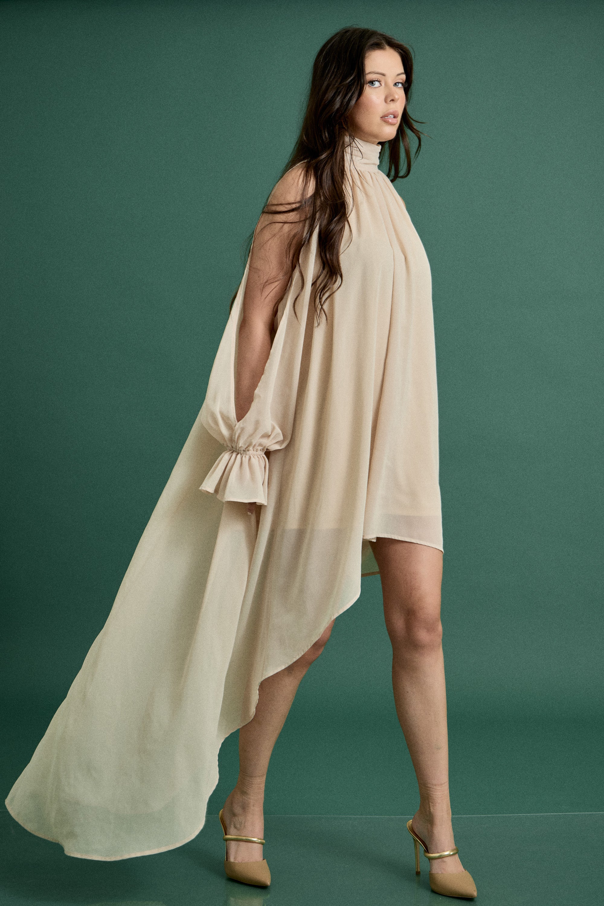 Fall High Low Halter Maxi Dress