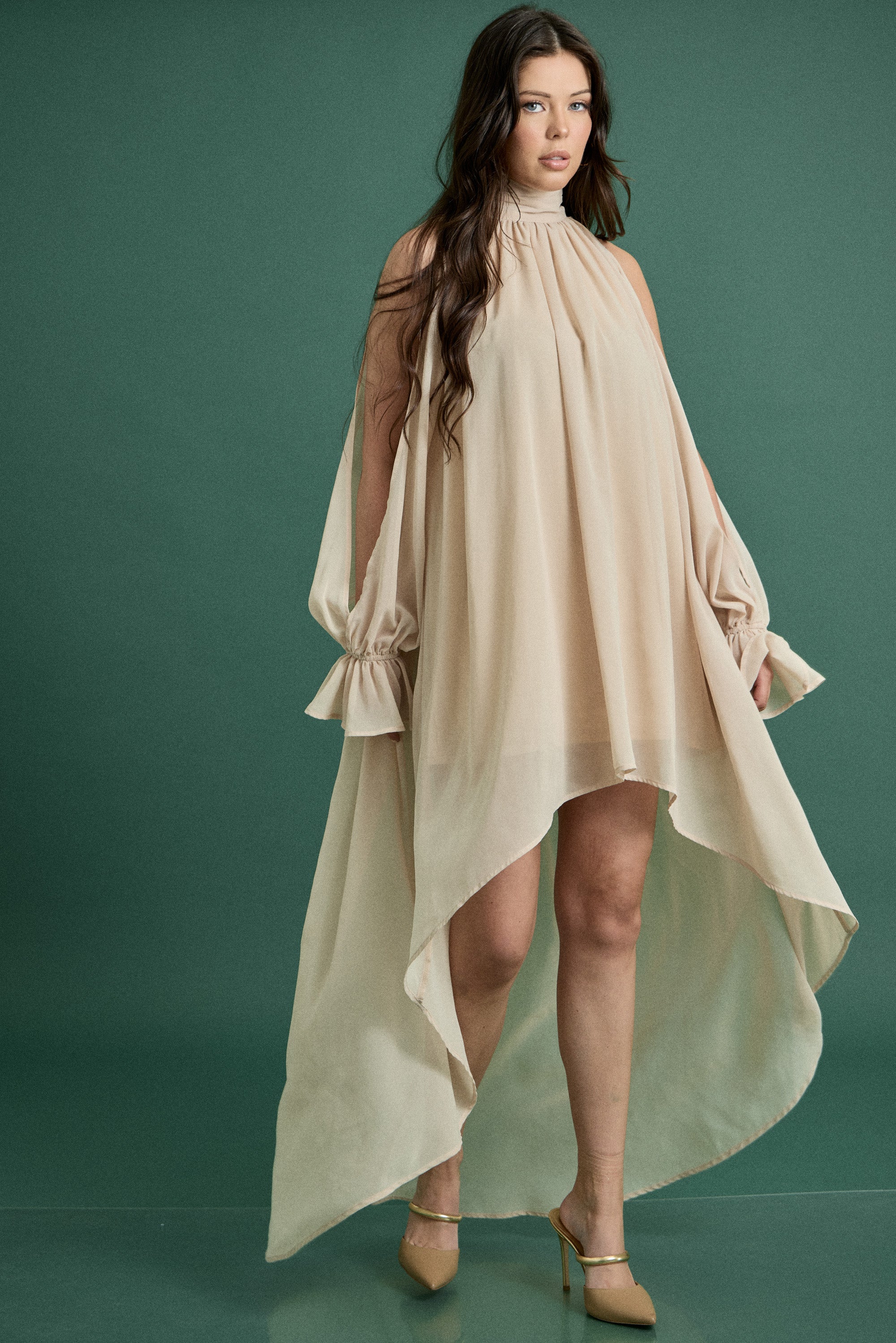 Fall High Low Halter Maxi Dress