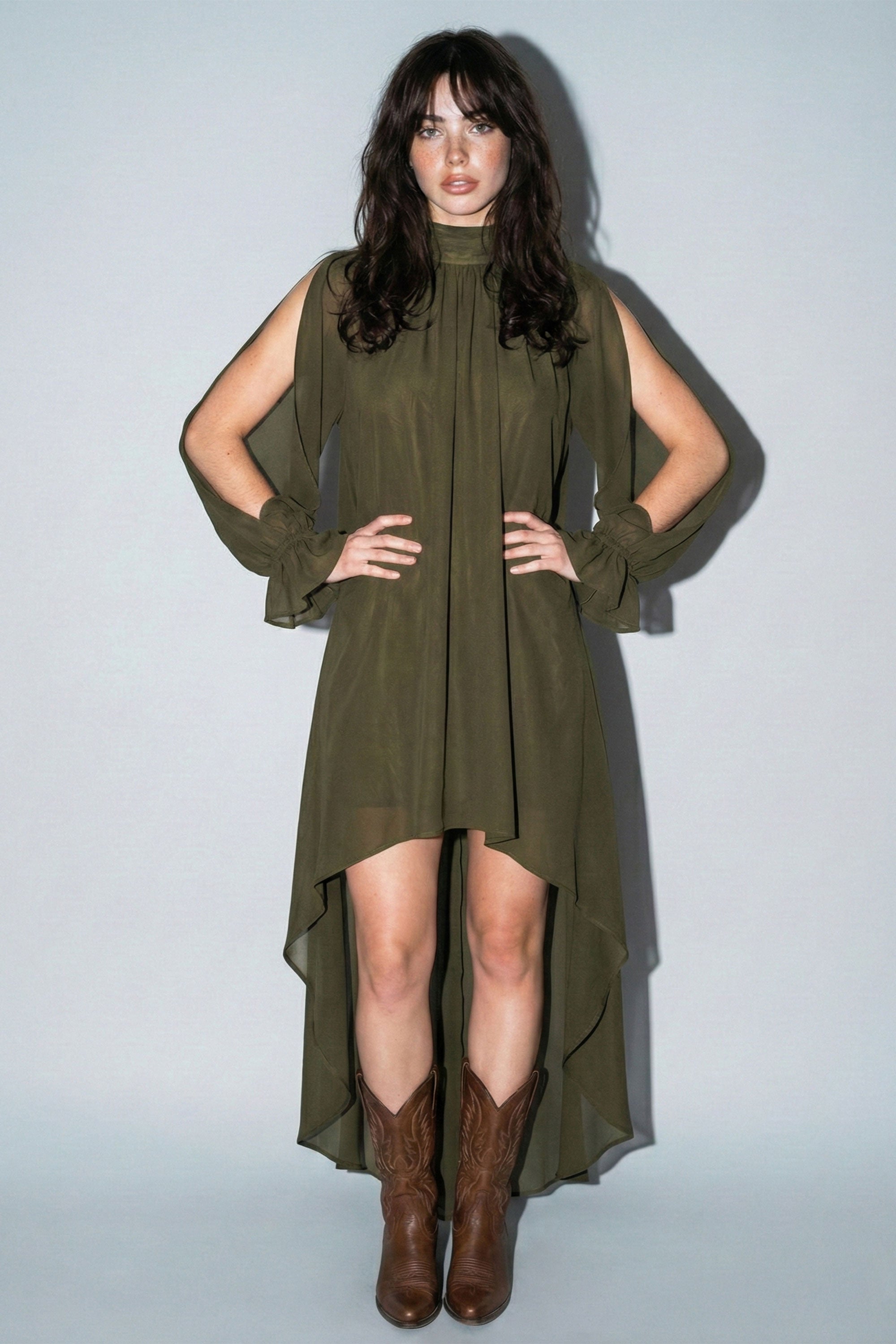 Fall High Low Halter Maxi Dress