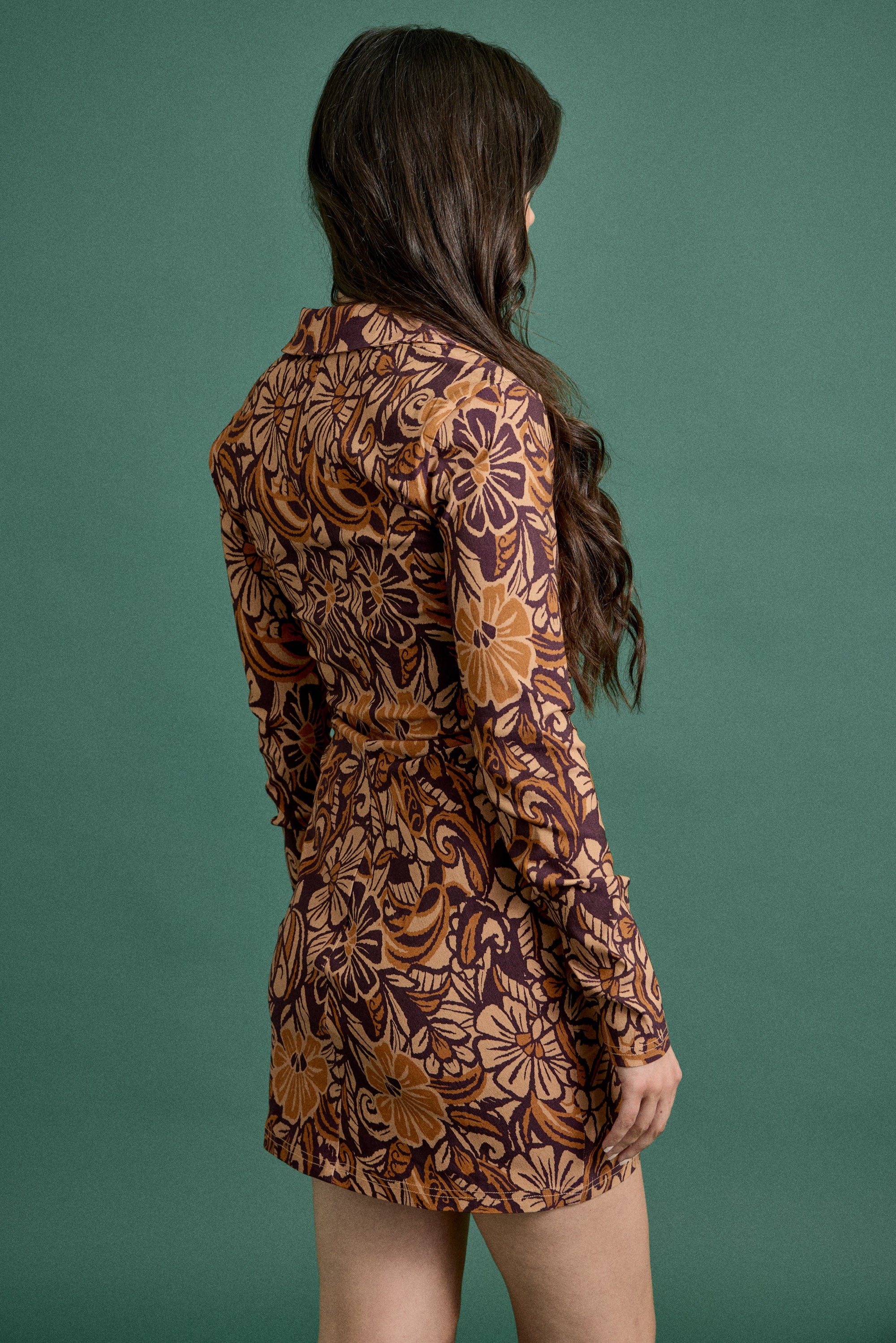 Fall Floral Lace-Up Mini Dress