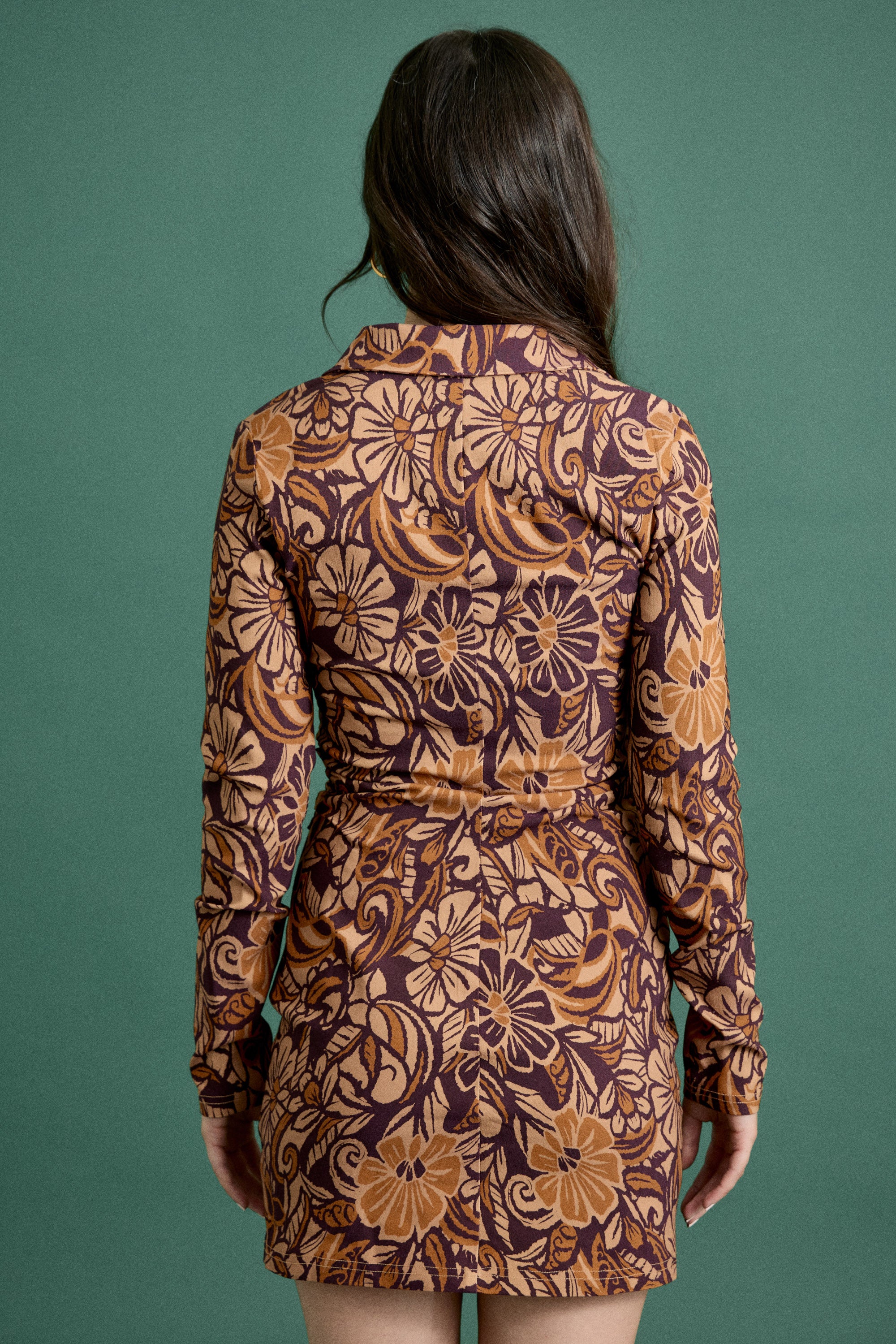 Fall Floral Lace-Up Mini Dress