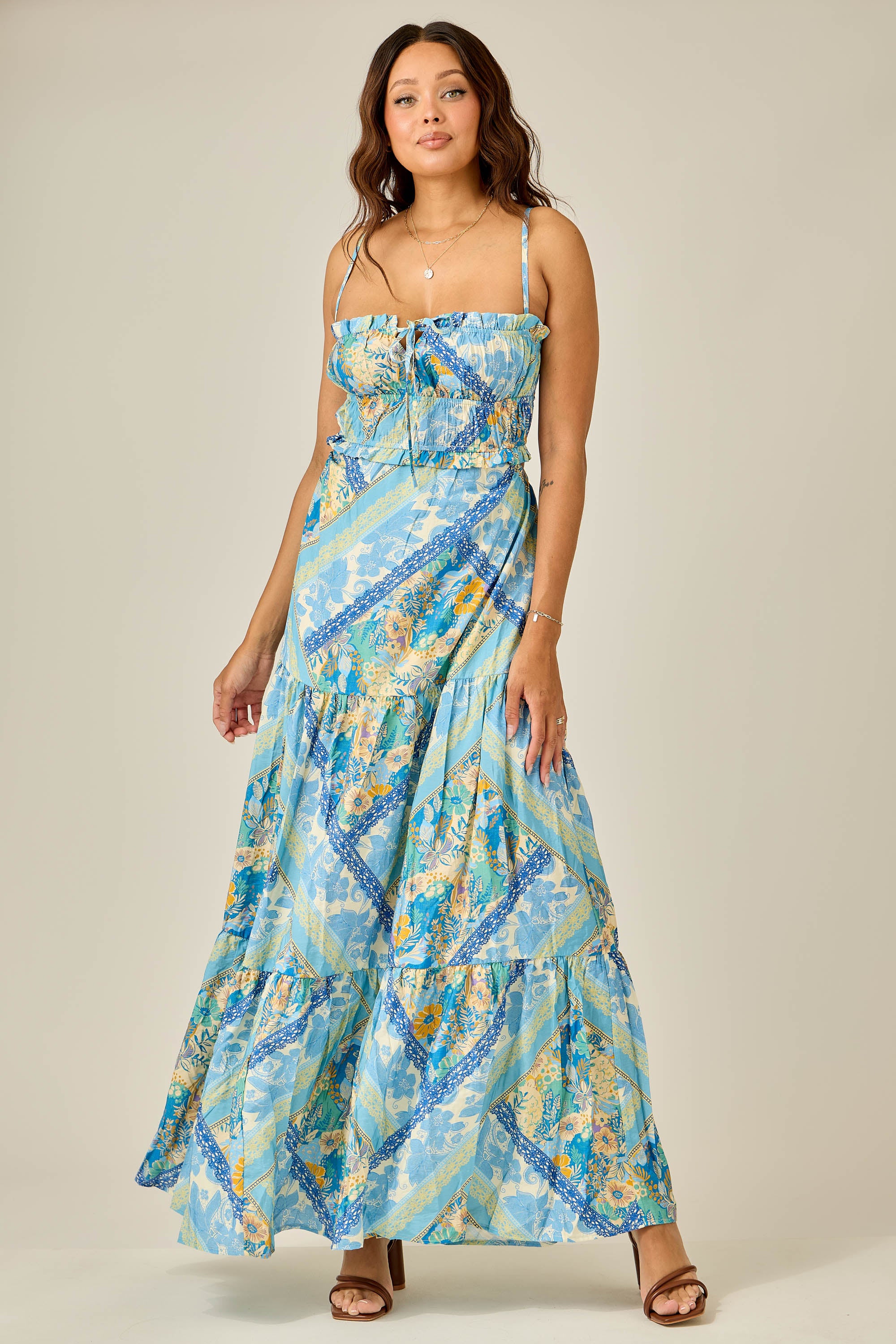 Blue Breeze Patchwork Maxi Dress