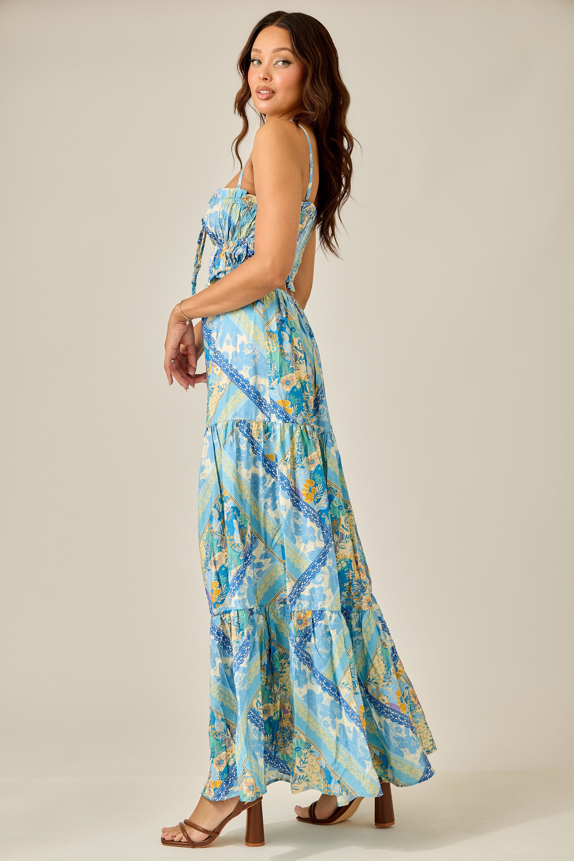 Blue Breeze Patchwork Maxi Dress