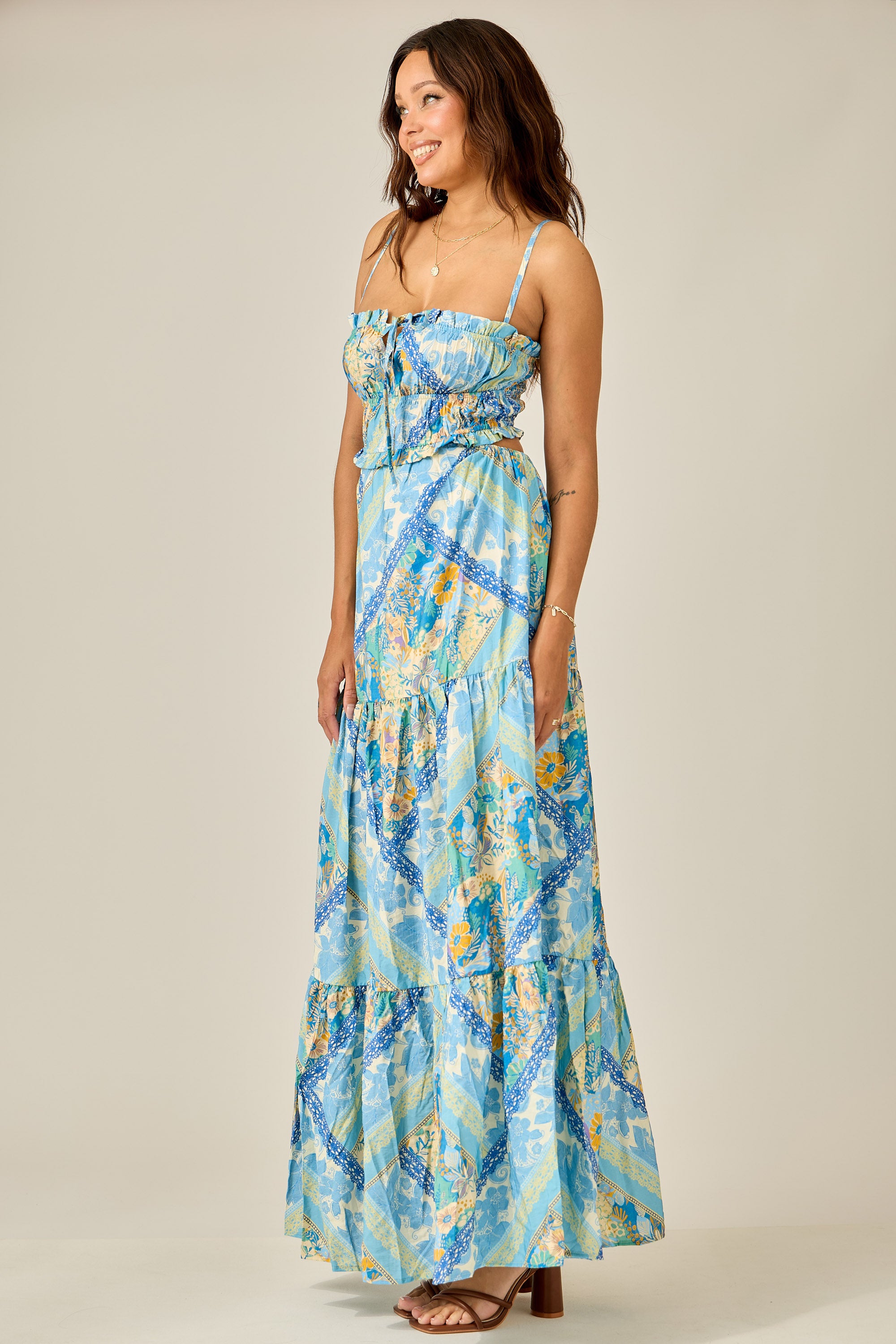 Blue Breeze Patchwork Maxi Dress