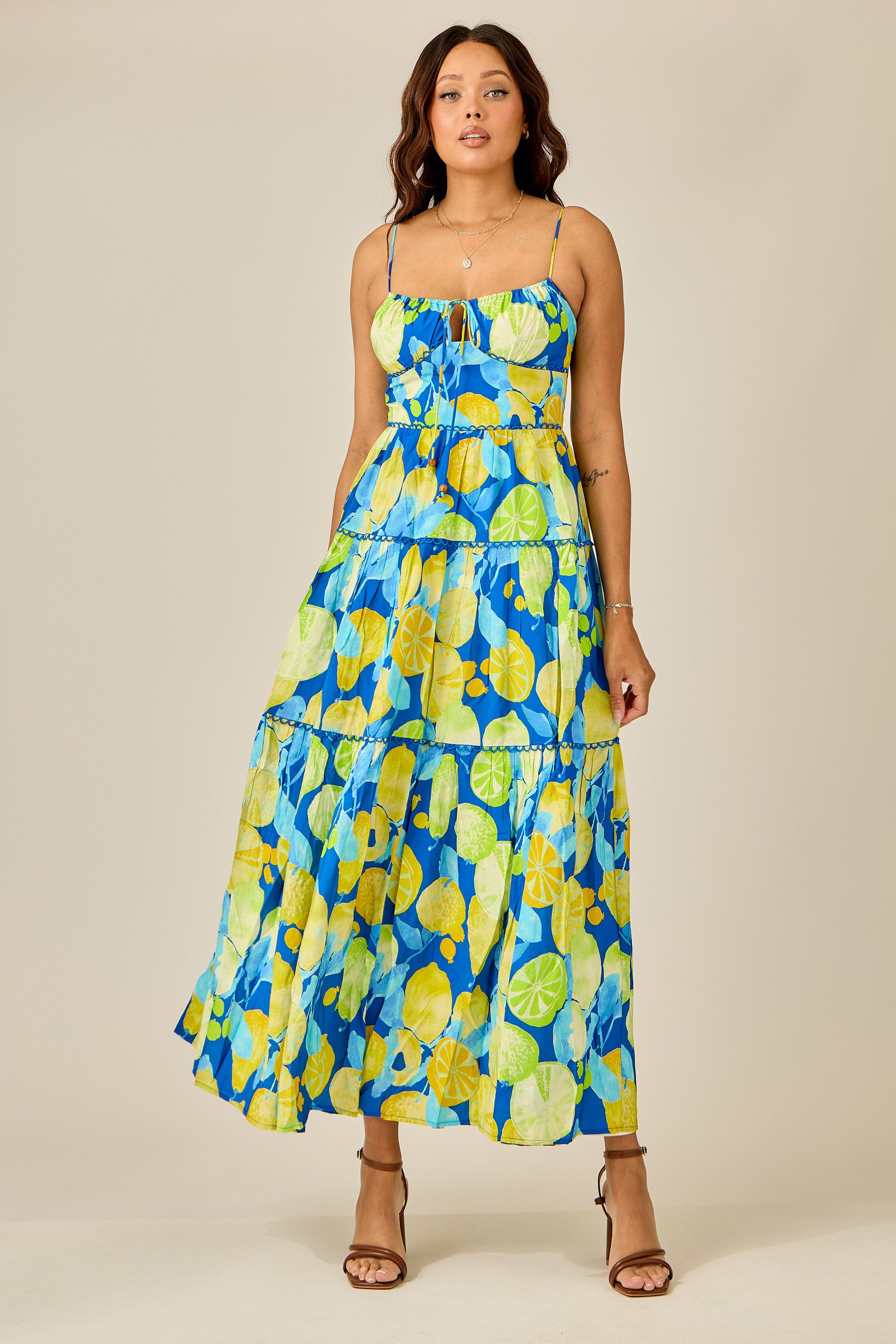 Citrus Splash Tiered Maxi Dress
