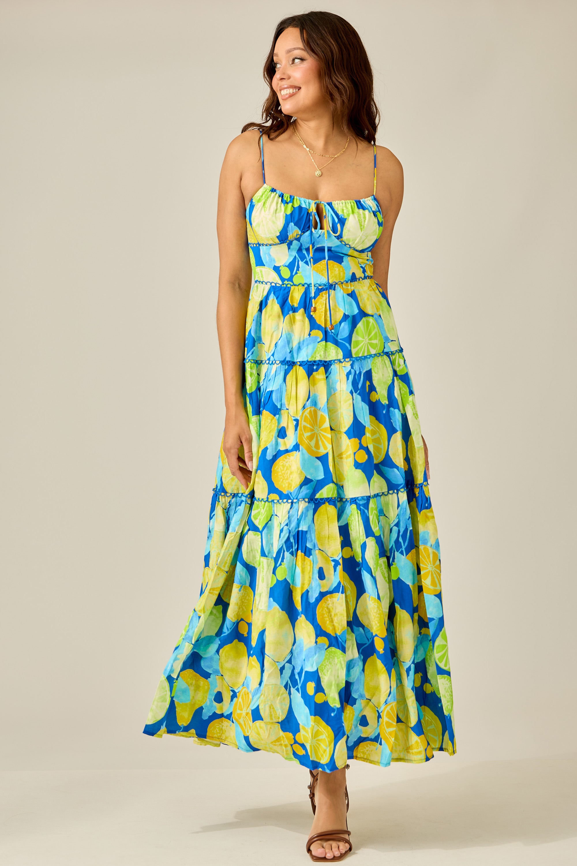 Citrus Splash Tiered Maxi Dress