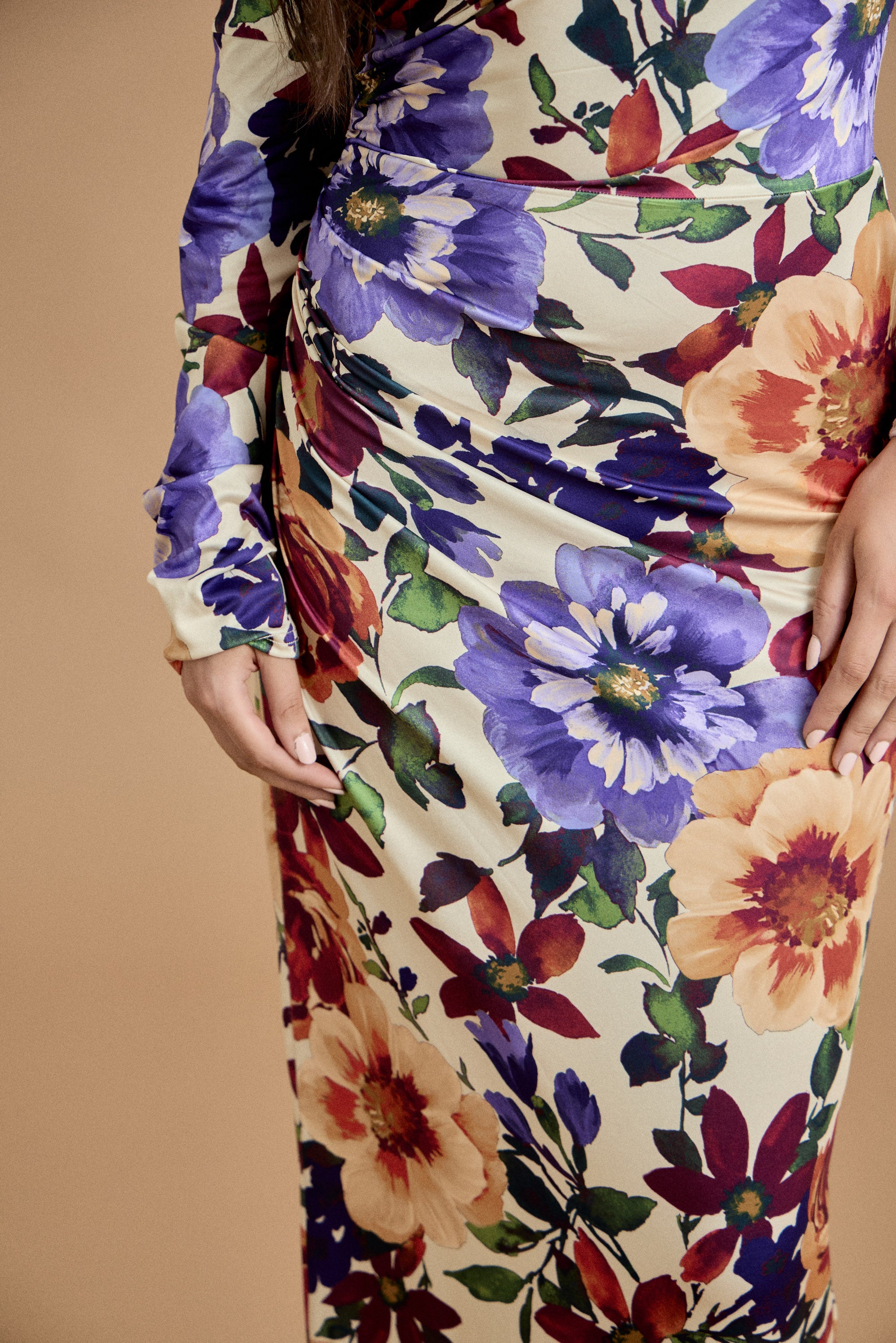 Bold Floral Long Sleeve Maxi Dress