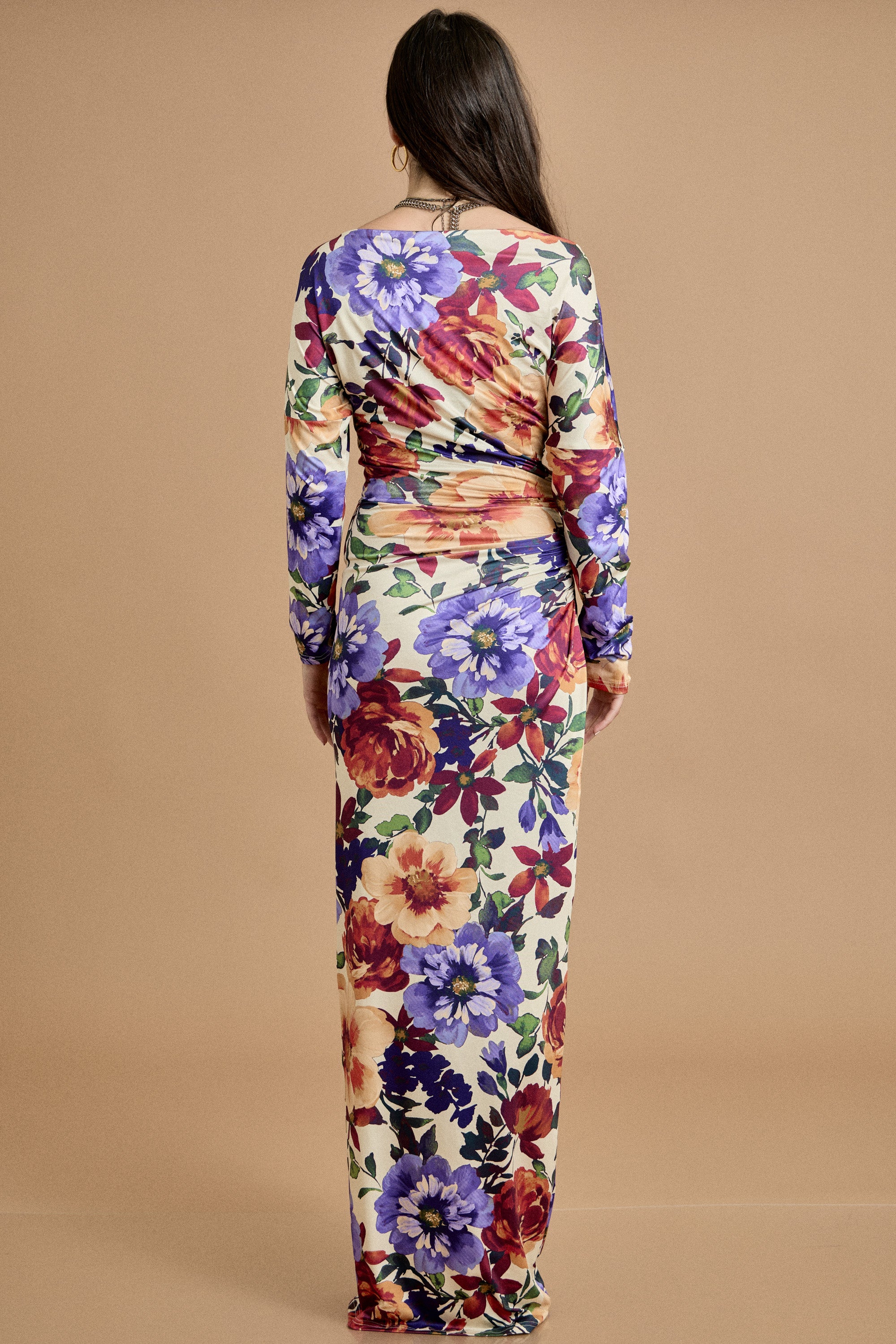 Bold Floral Long Sleeve Maxi Dress