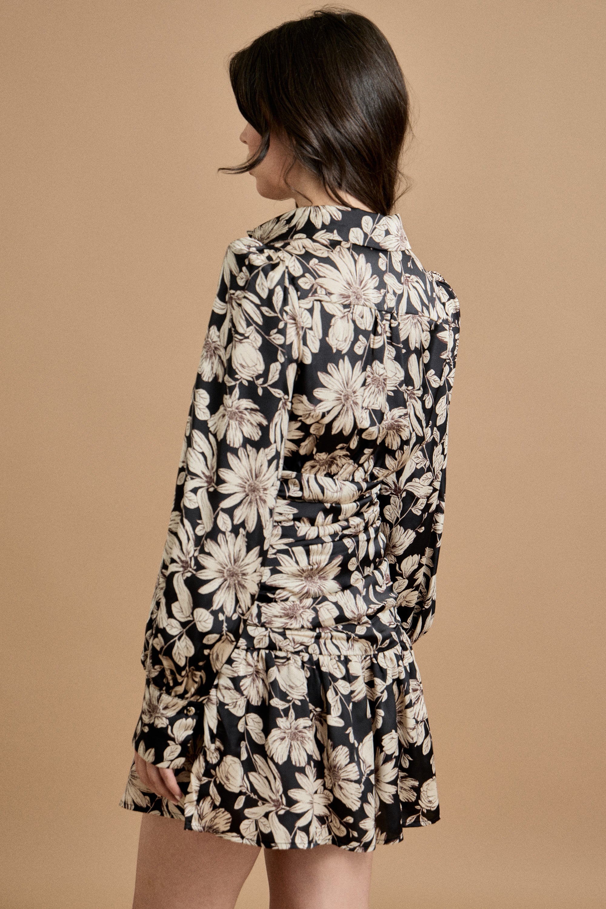 Fall Floral Collared Mini Dress