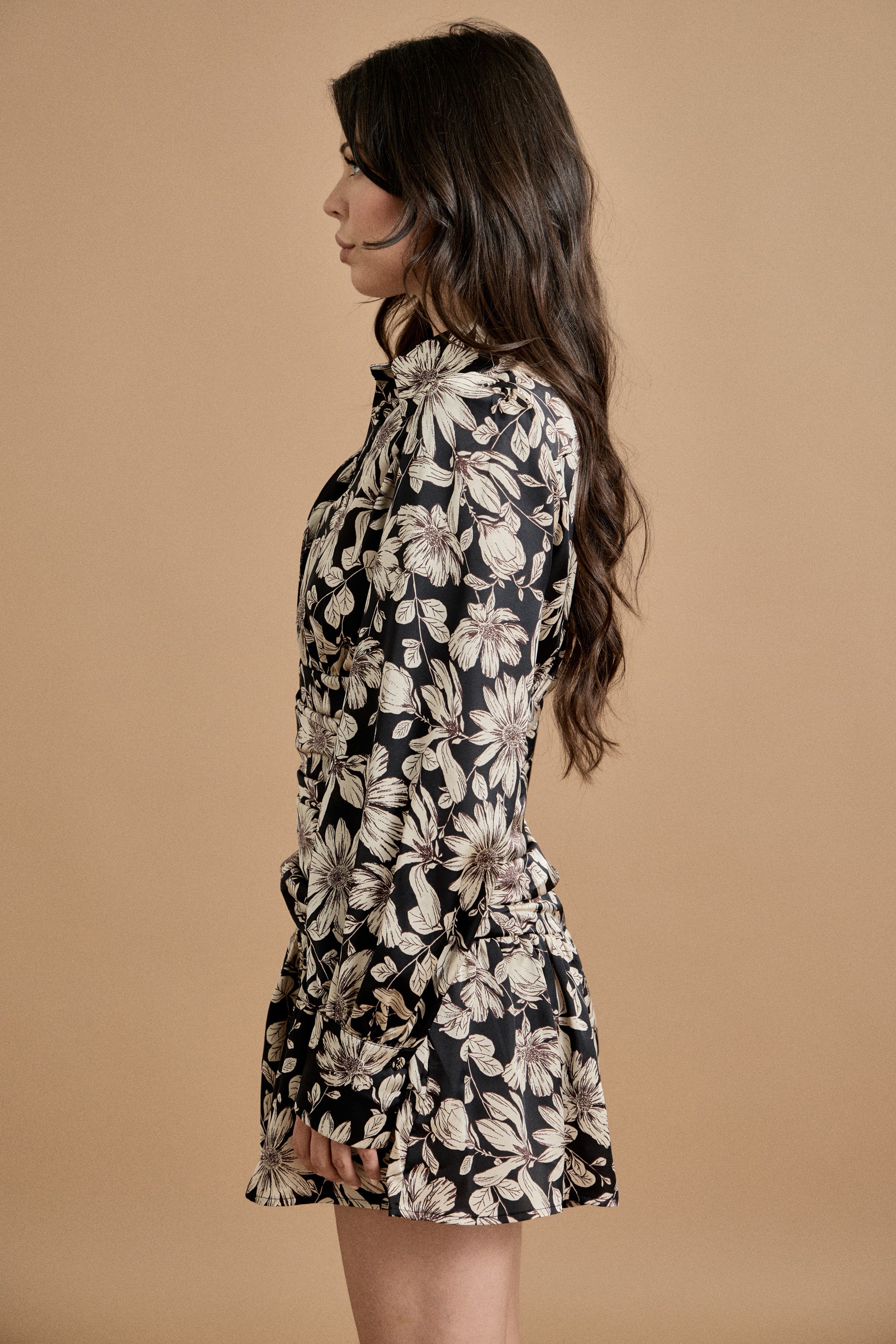 Fall Floral Collared Mini Dress