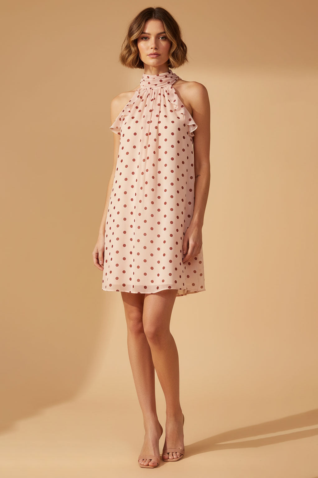 Polka Dot Halter Mini Dress