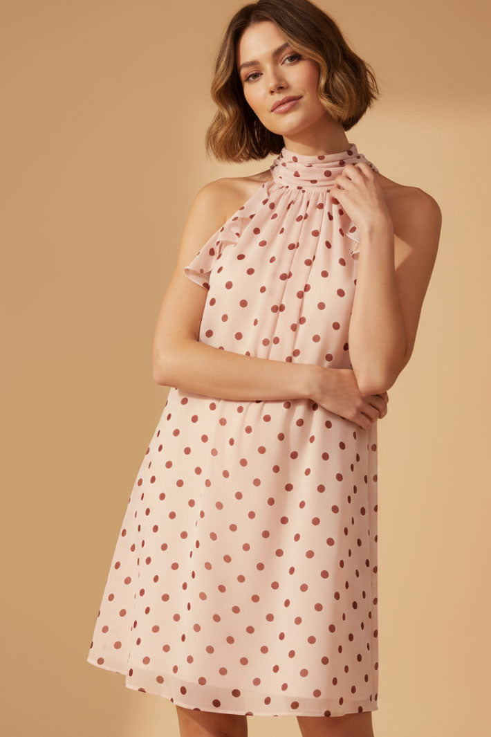 Polka Dot Halter Mini Dress