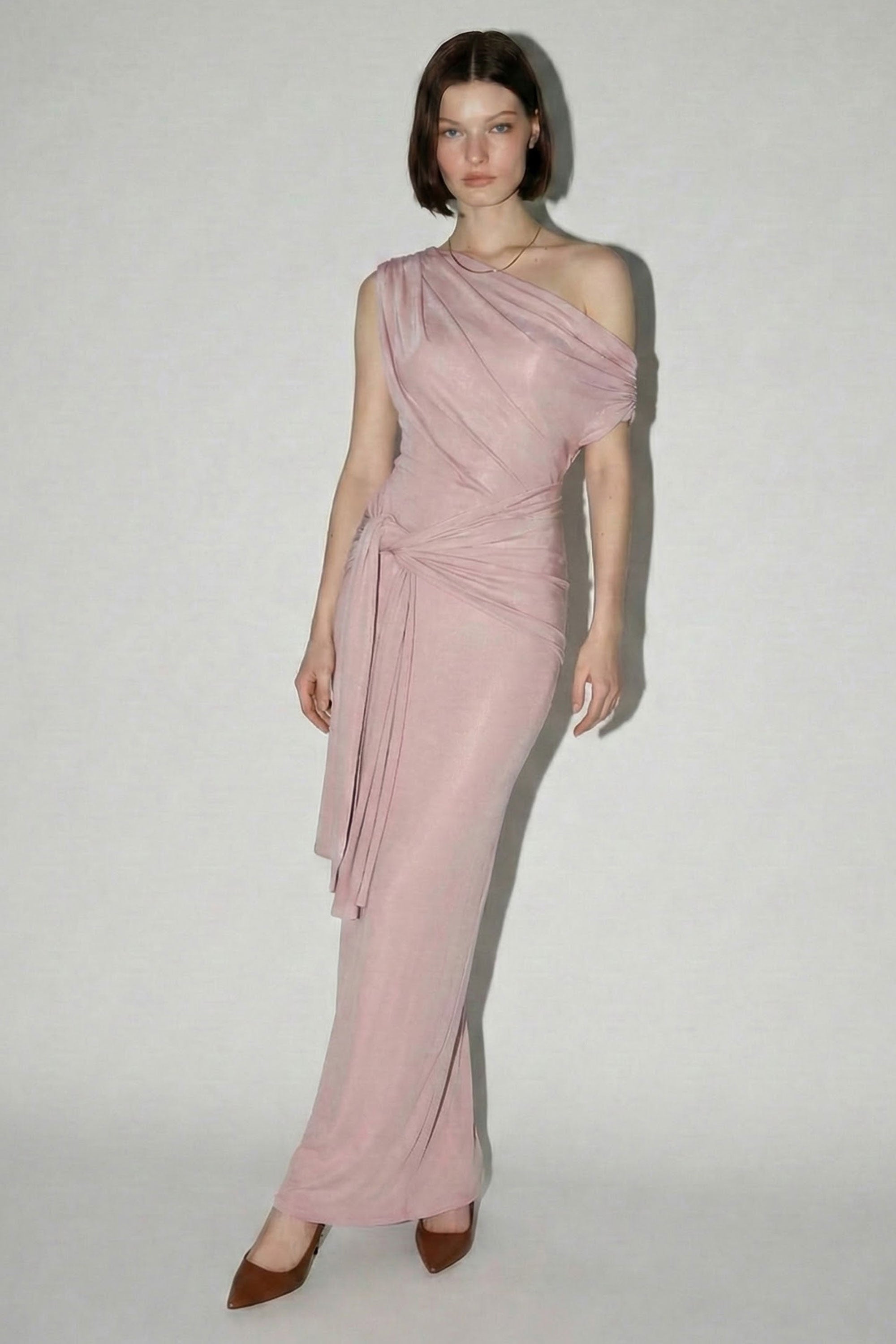 Asymmetric Draped Maxi Dress