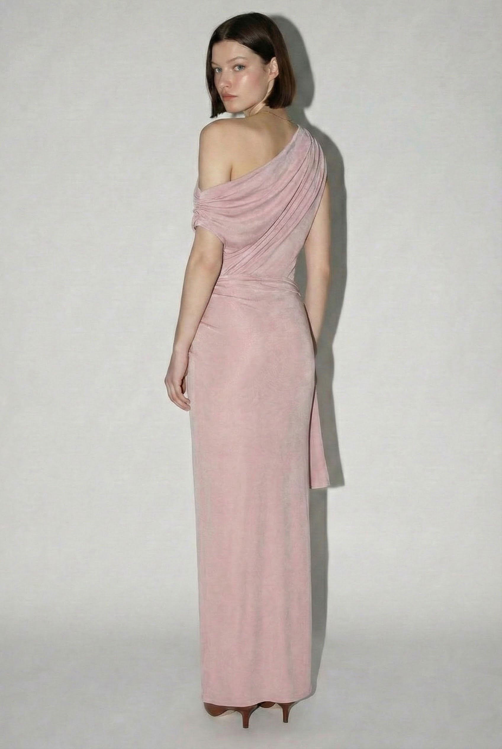 Asymmetric Draped Maxi Dress