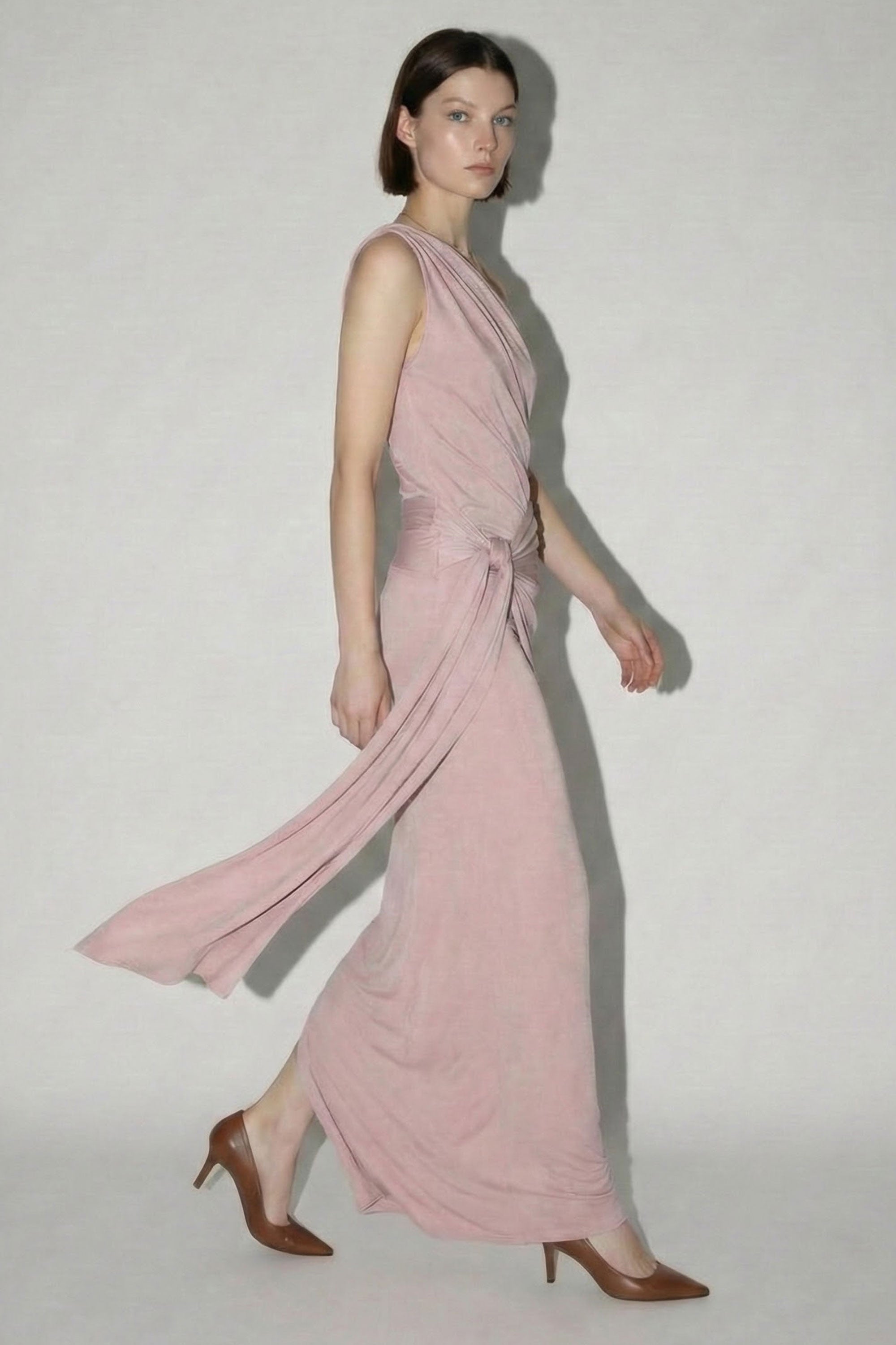 Asymmetric Draped Maxi Dress