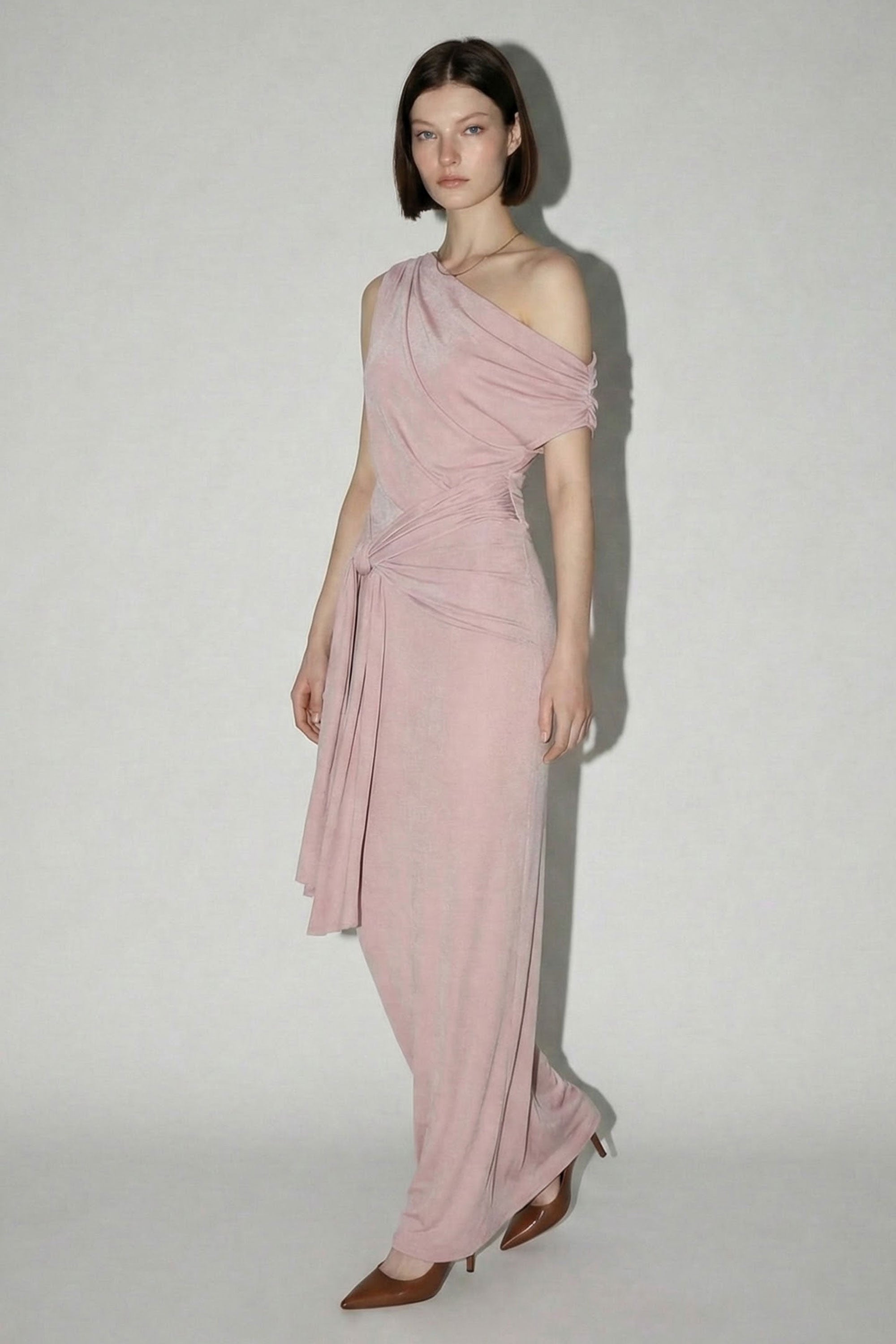 Asymmetric Draped Maxi Dress