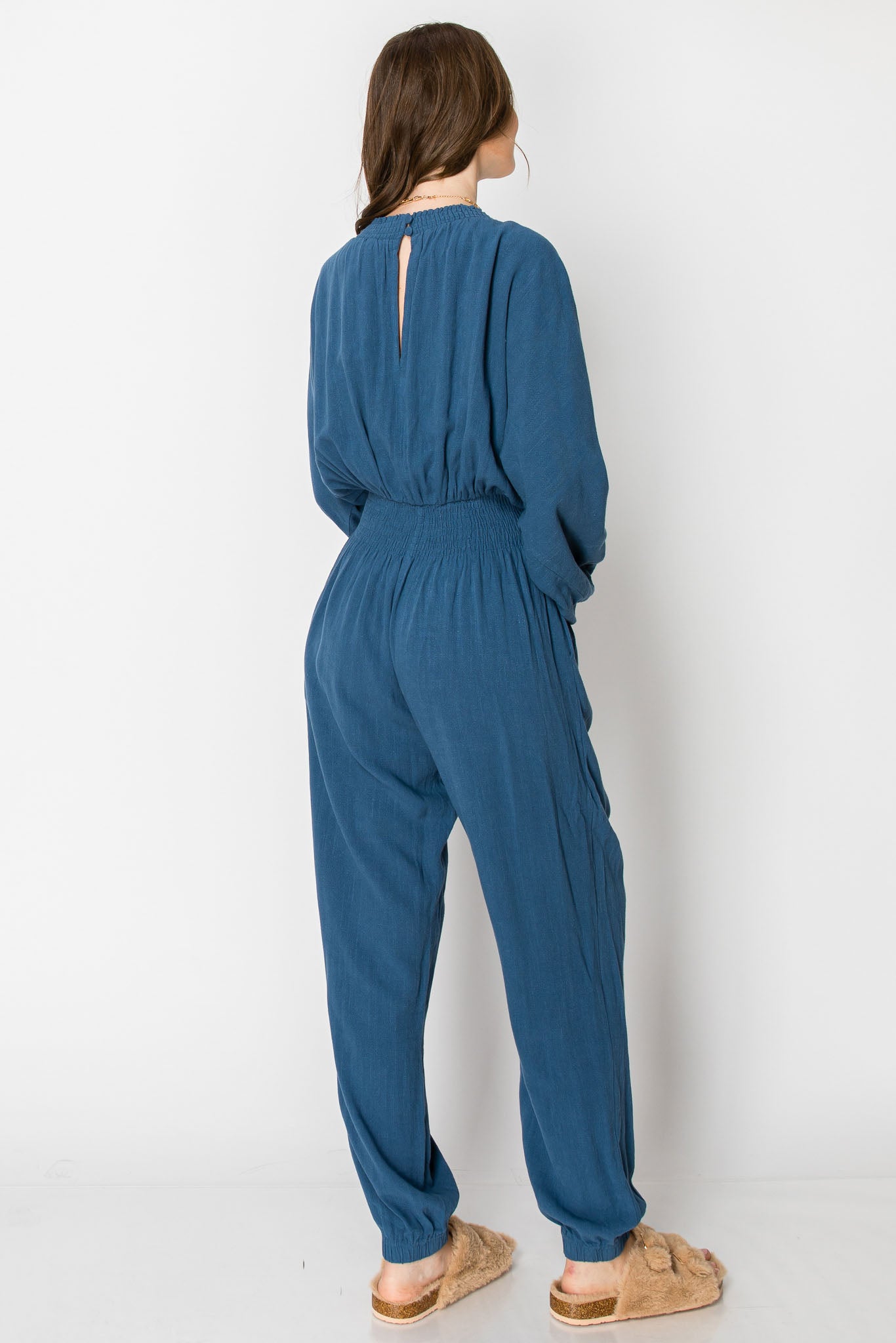 Dolman Sleeve Deep V-neck JUMPSUIT with Pockets